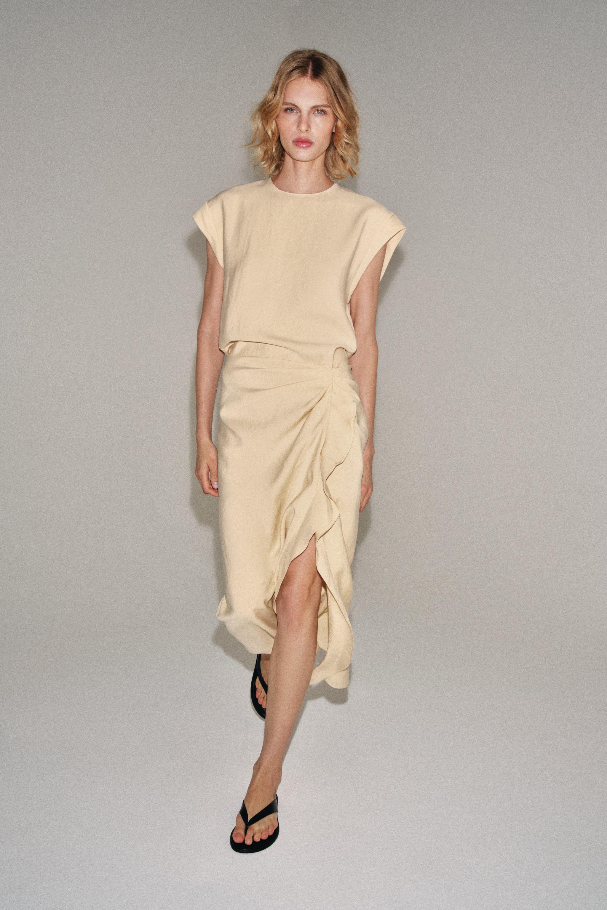 Миди-платье ZW COLLECTION с рюшами — ZARA