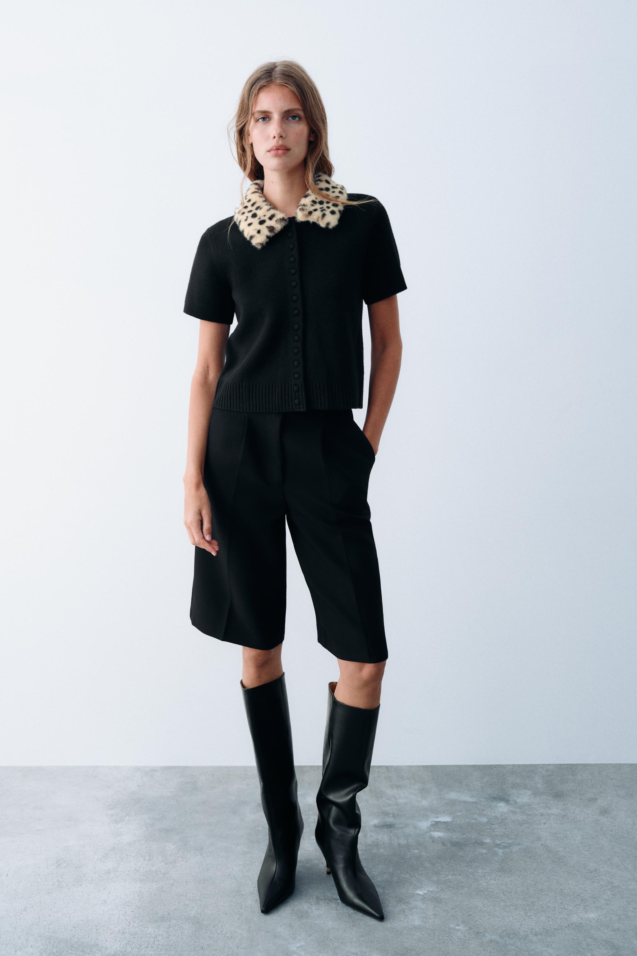 Кардиган с отложным воротником из искусственного меха — ZARA