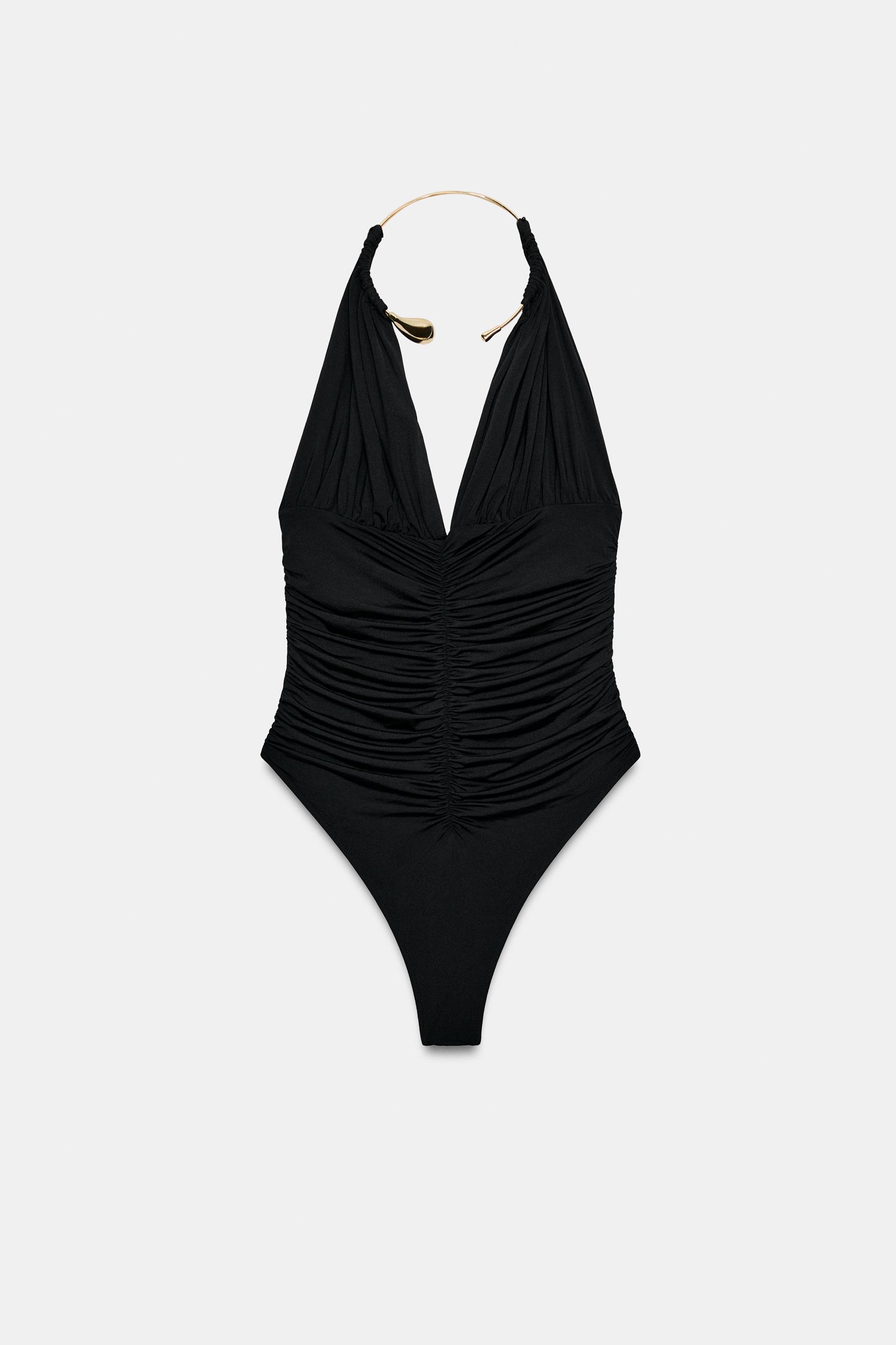 Боди с воротником-чокер и сборкой — ZARA