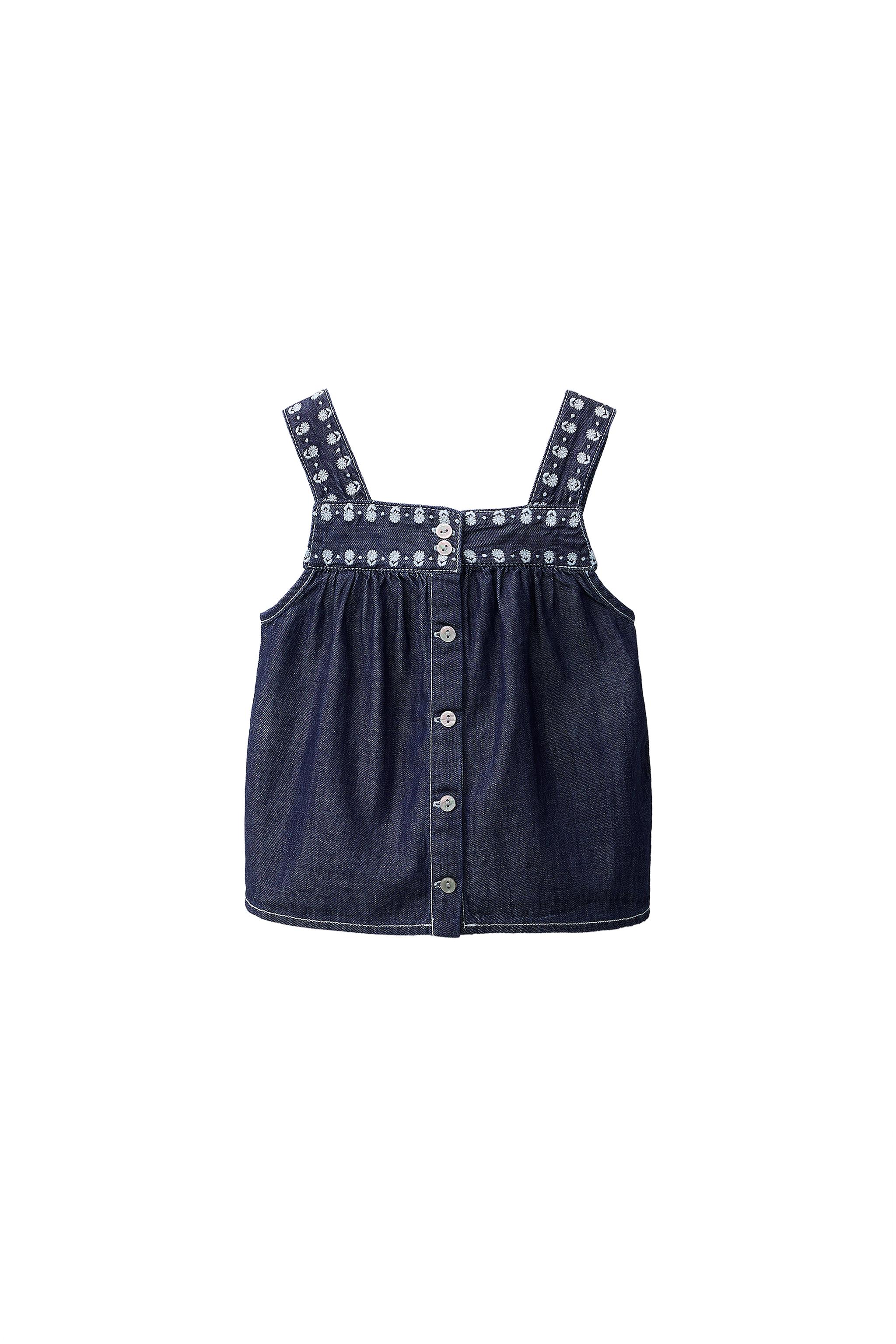 Джинсовый топ с цветочной вышивкой — ZARA