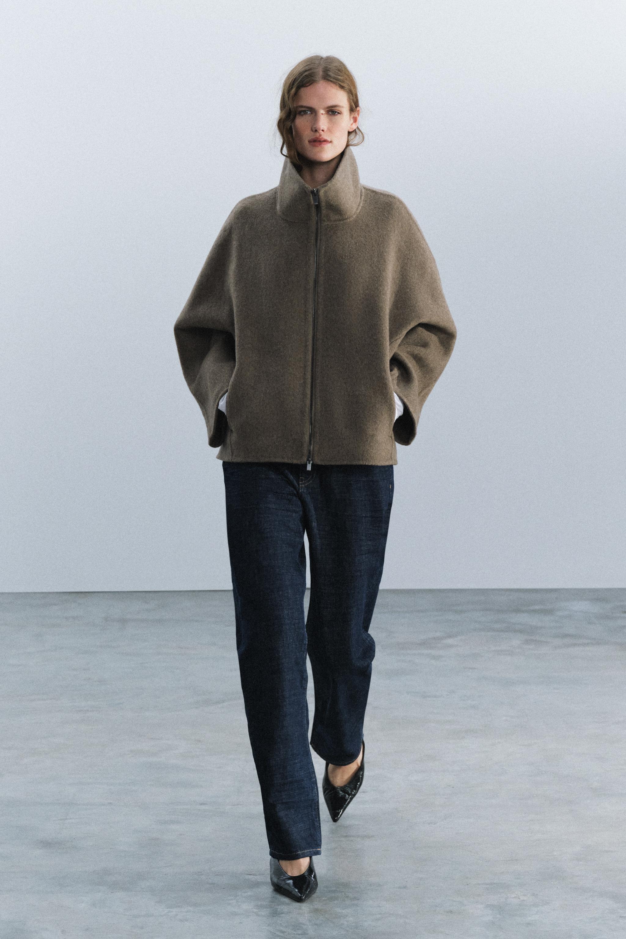 Укороченное пальто из смесовой шерсти ZW COLLECTION — ZARA