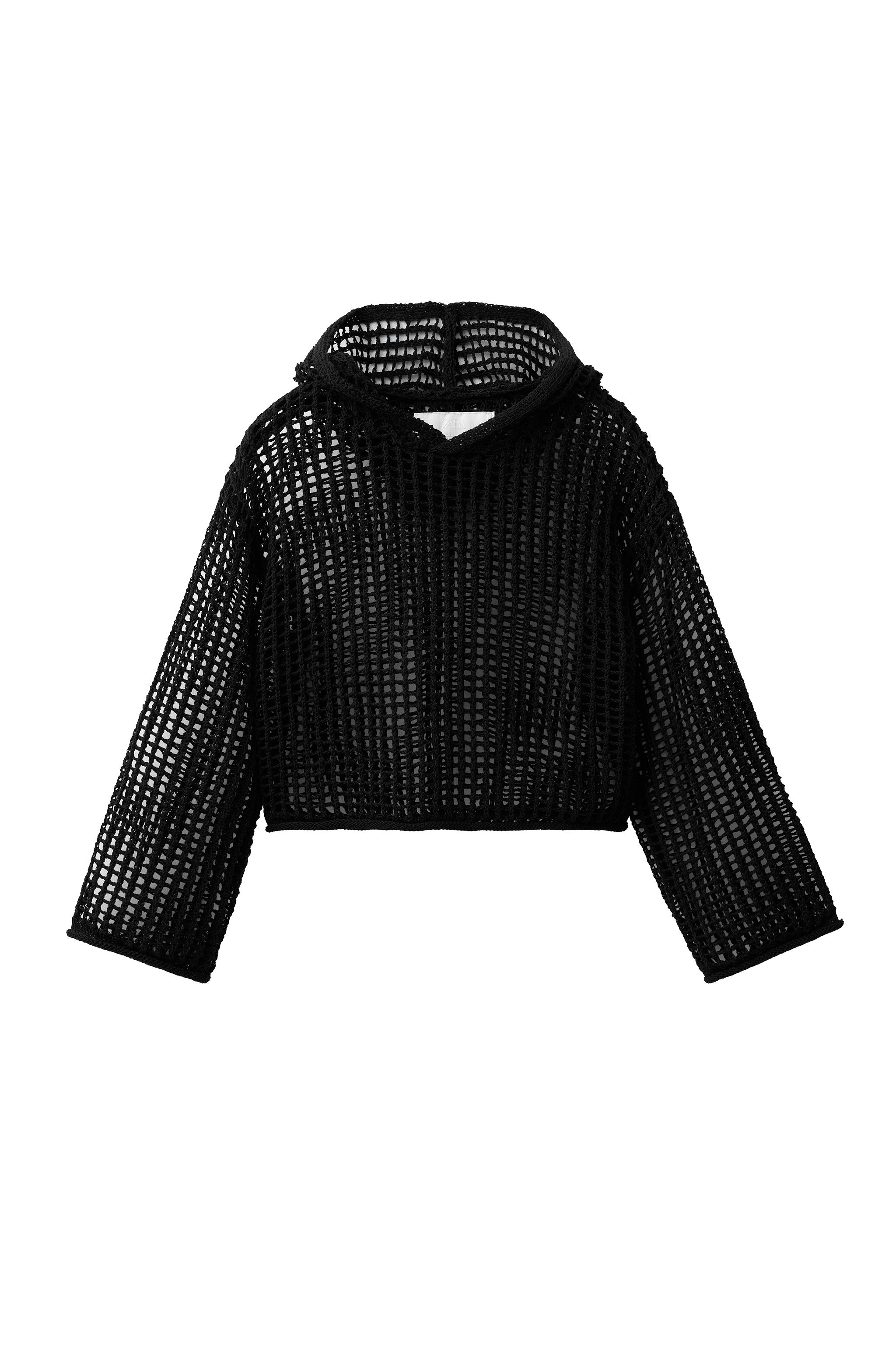 СВИТЕР-СЕТКА С КАПЮШОНОМ — ZARA