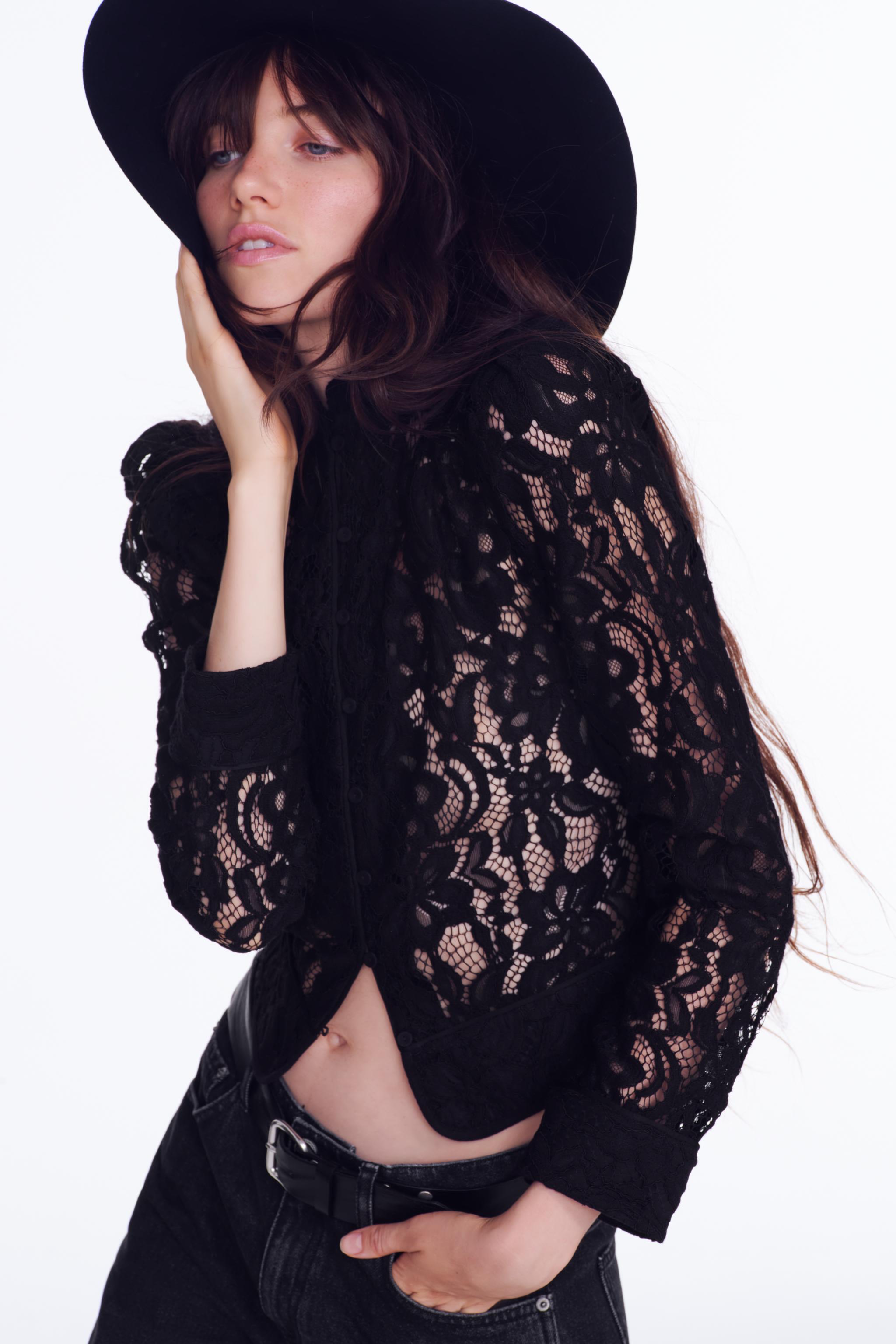 Блейзер ZW COLLECTION с кружевной отделкой — ZARA