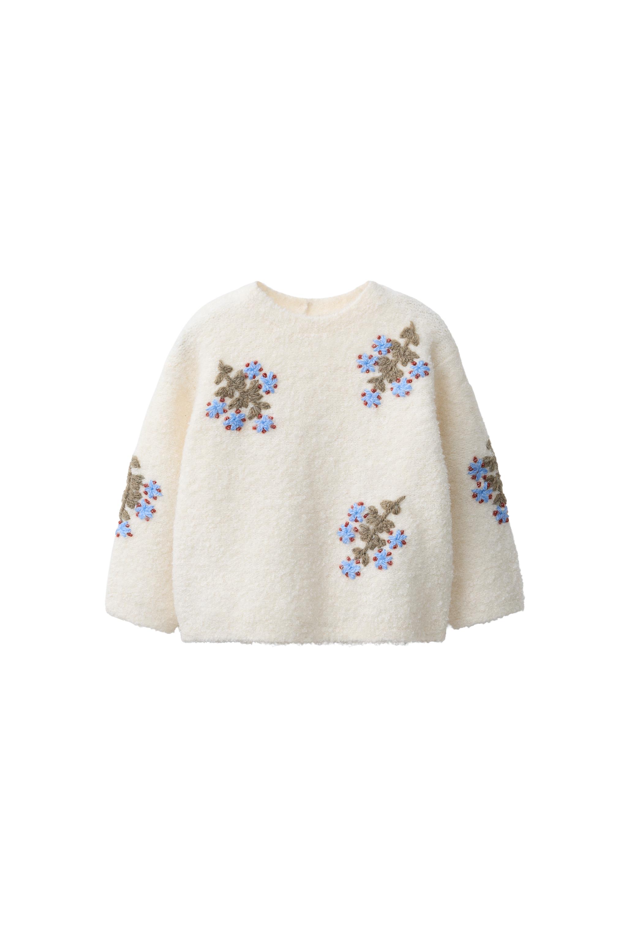 Джемпер с цветочной вышивкой — ZARA