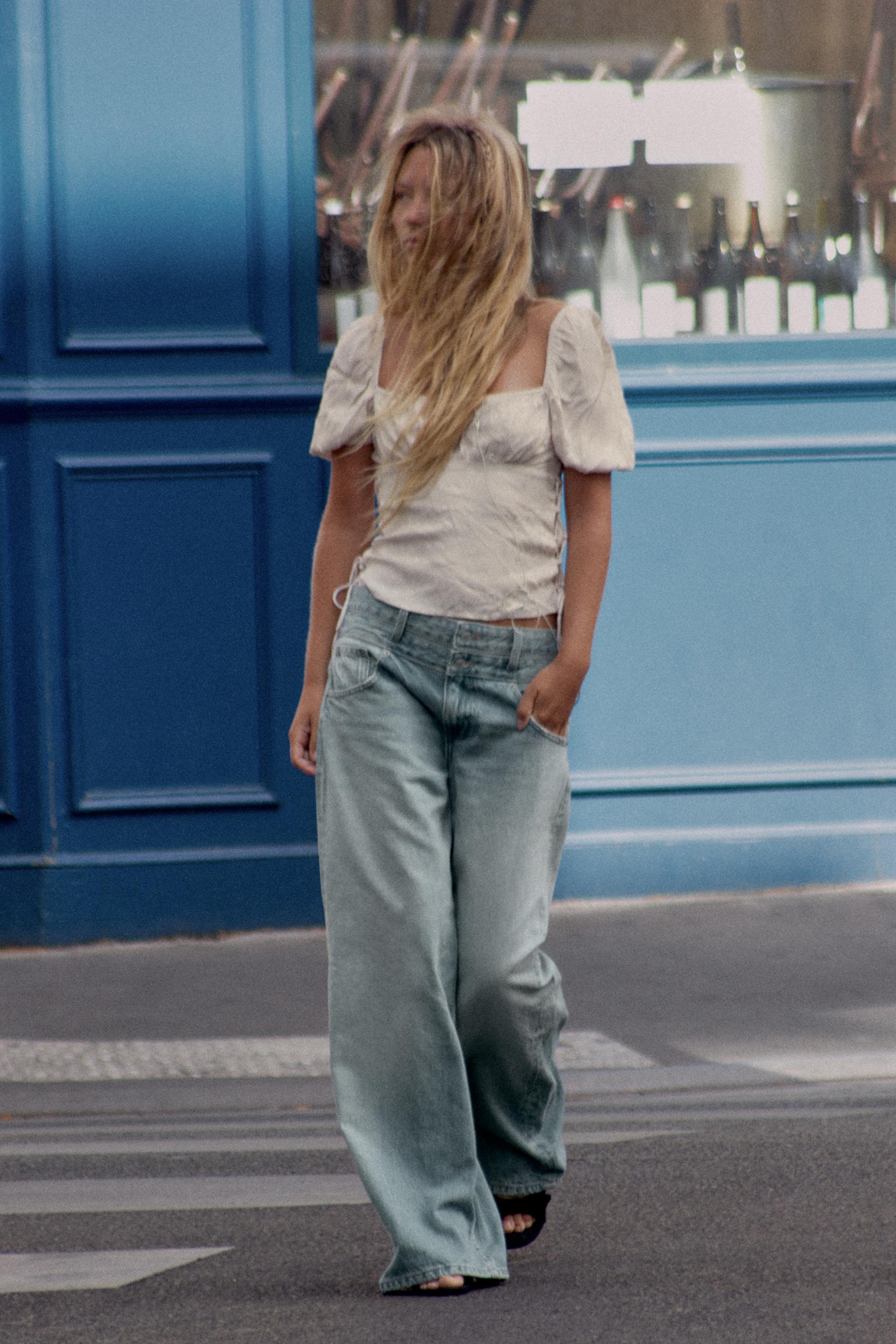 Топ из жаккардовой ткани на шнуровке — ZARA
