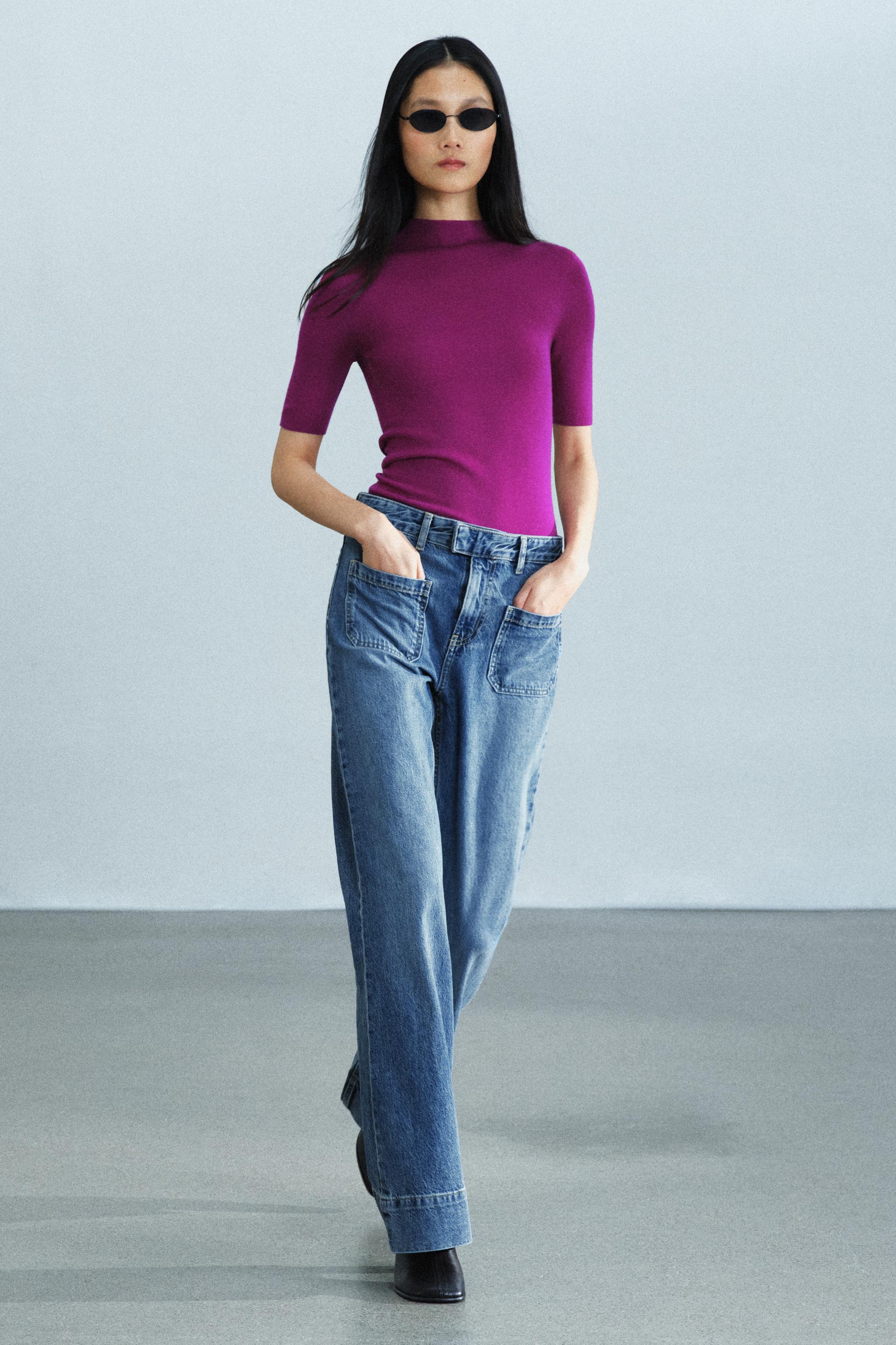 Топ с коротким рукавом из 100% шерсти экстрафайн — ZARA