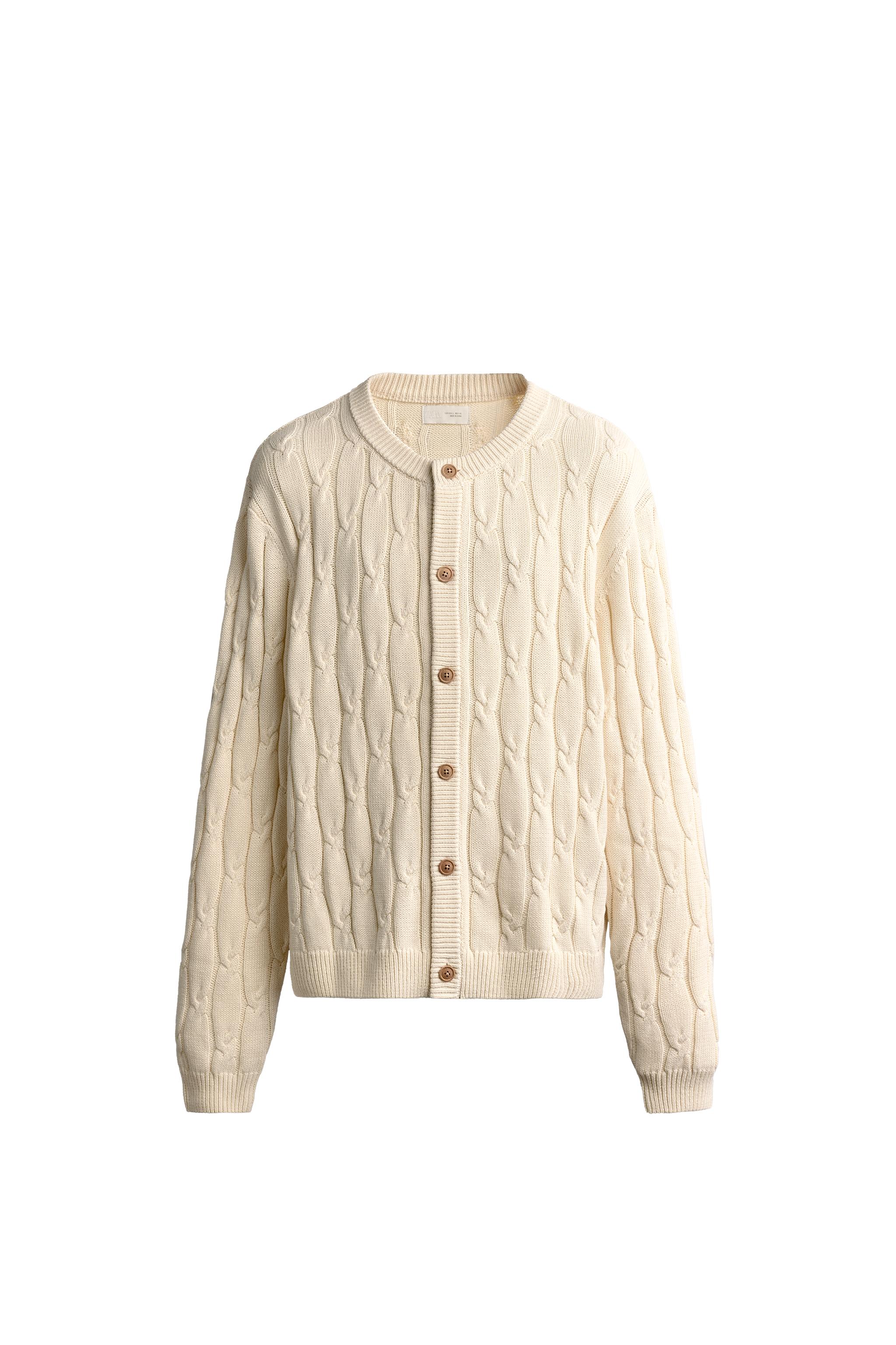 Кардиган свободного кроя из фактурной вязки косами — ZARA