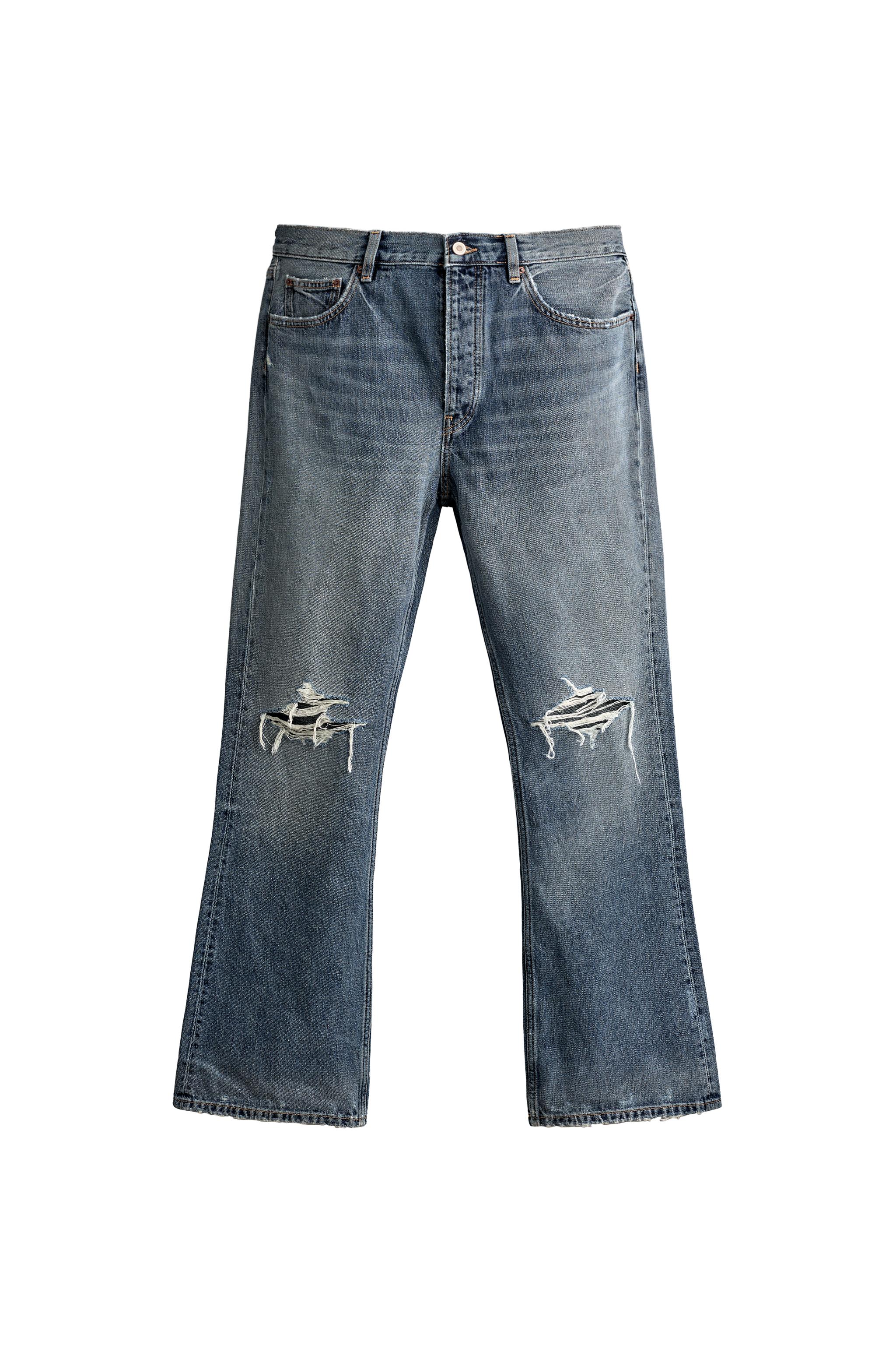 RIPPED FLARE FIT JEANS — ZARA