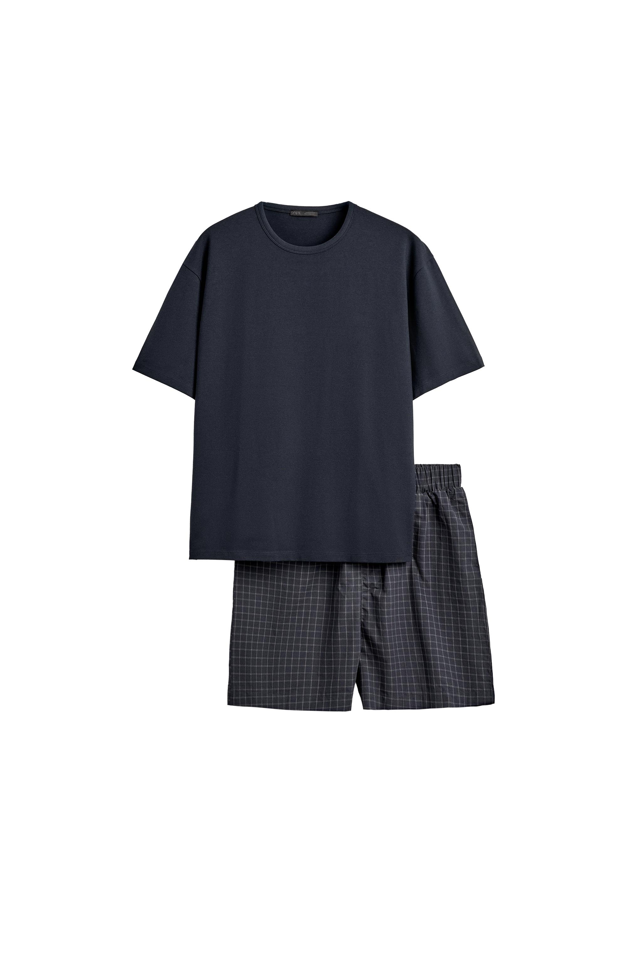 Комплект в клетку из бермуд и пижамы — ZARA