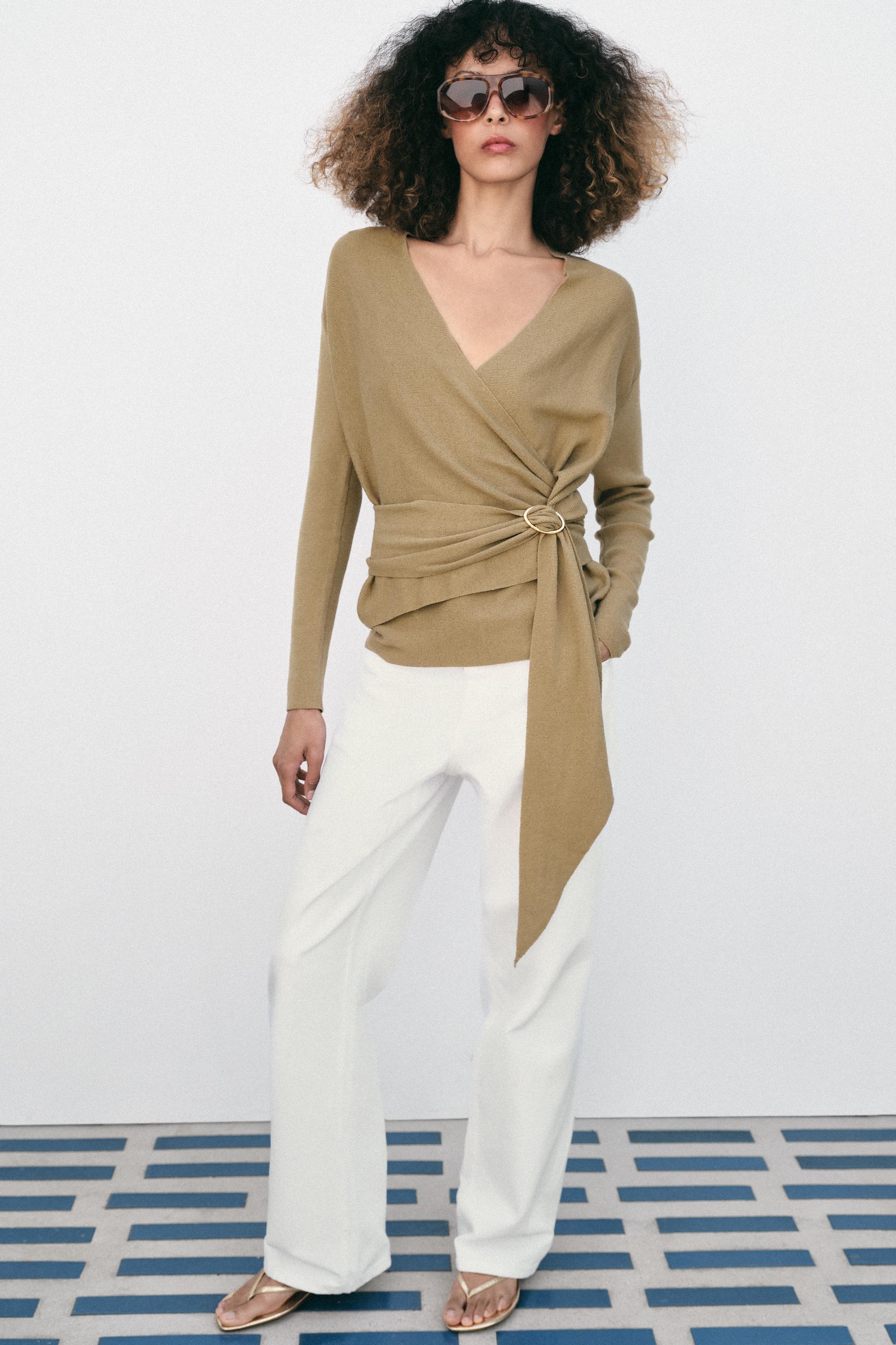 Кардиган на запа́х из трикотажа — ZARA