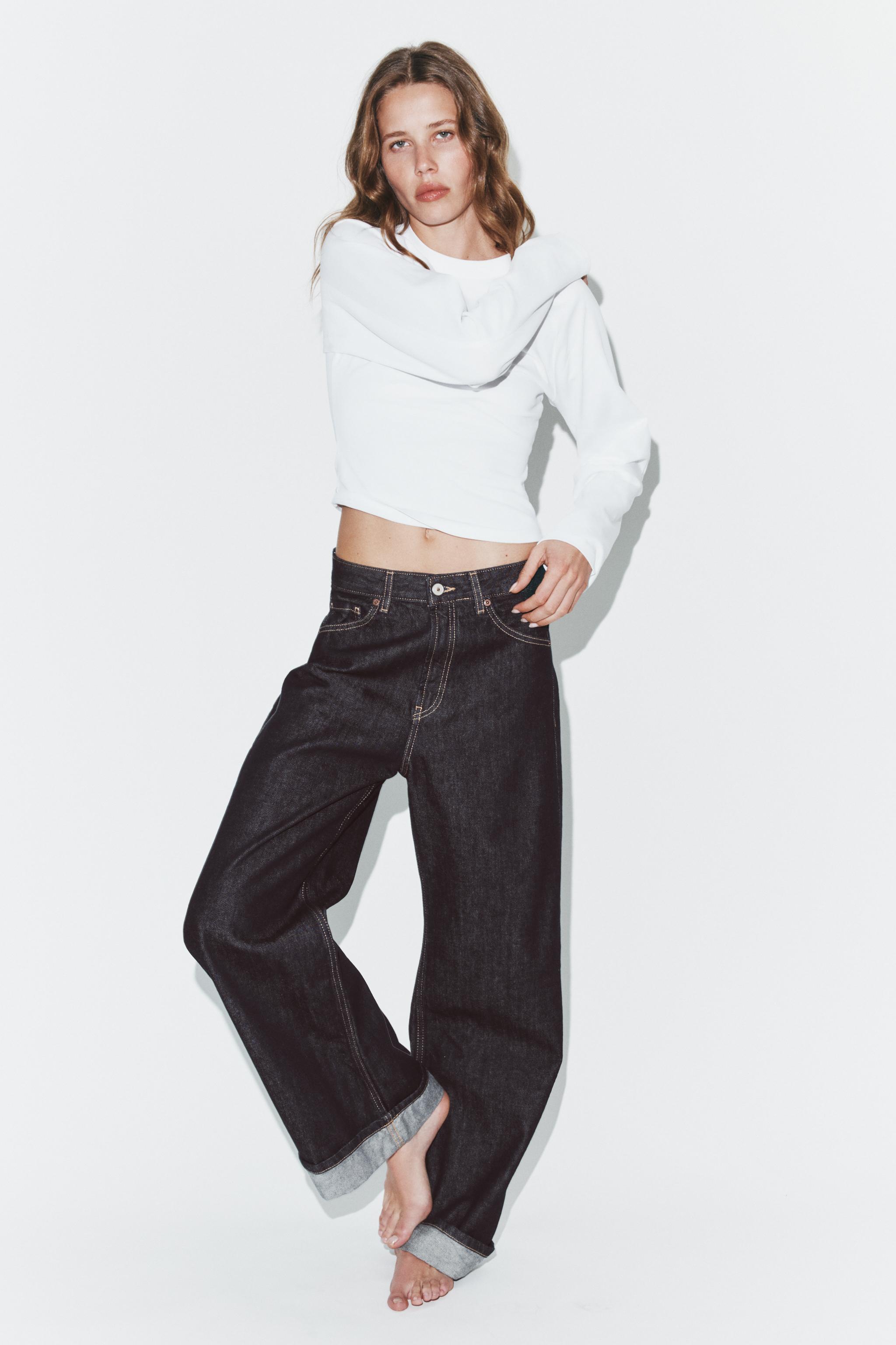 Джинсы TRF со средней посадкой свободного кроя с отворотами — ZARA