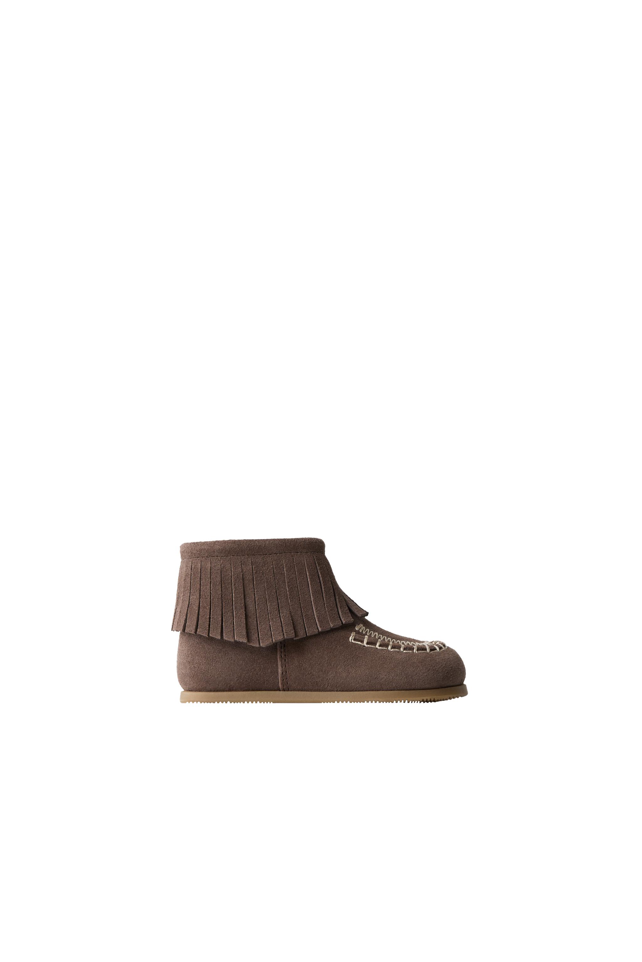Сапоги с бахромой из кожи — ZARA