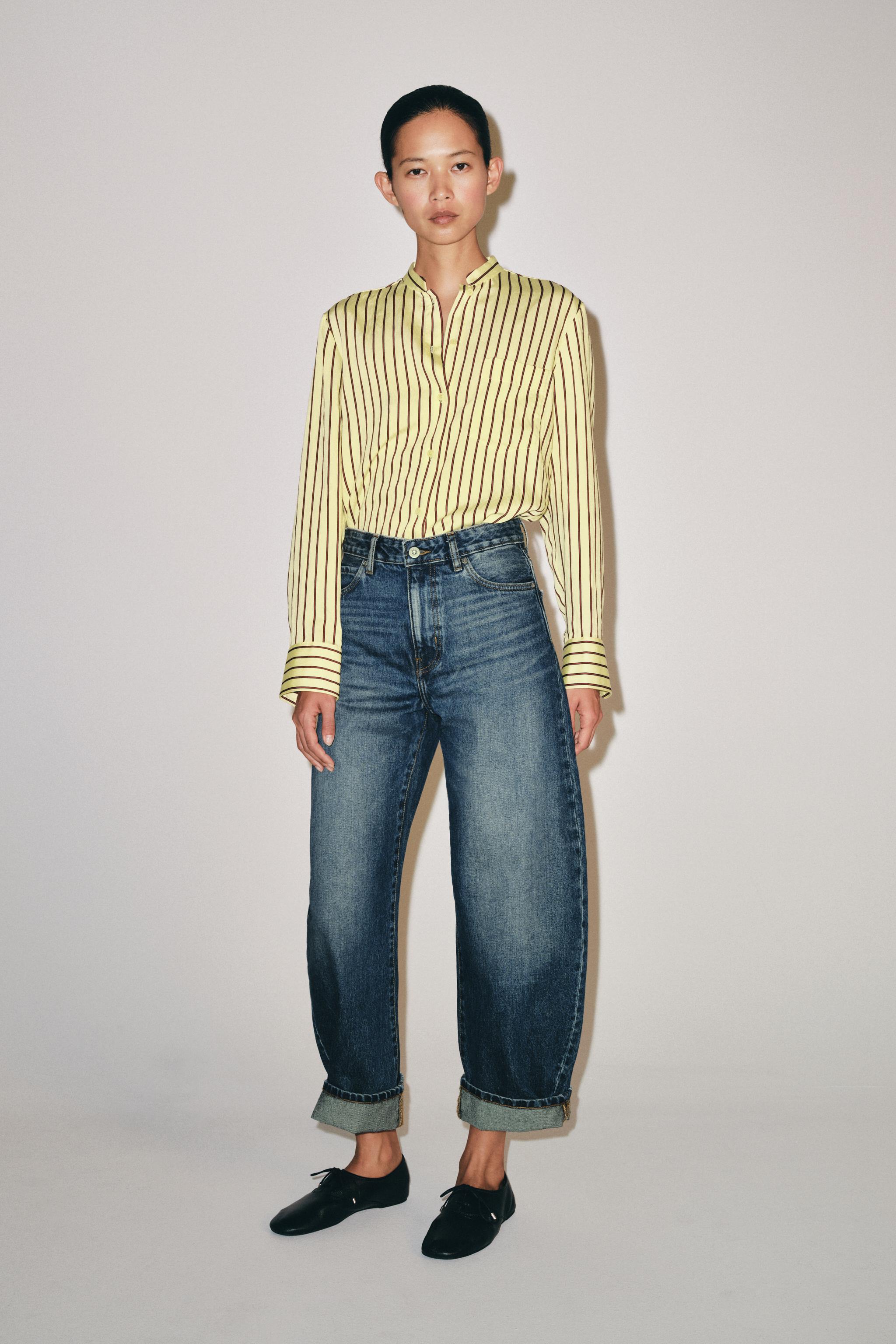 Рубашка ZW COLLECTION в полоску с карманами — ZARA