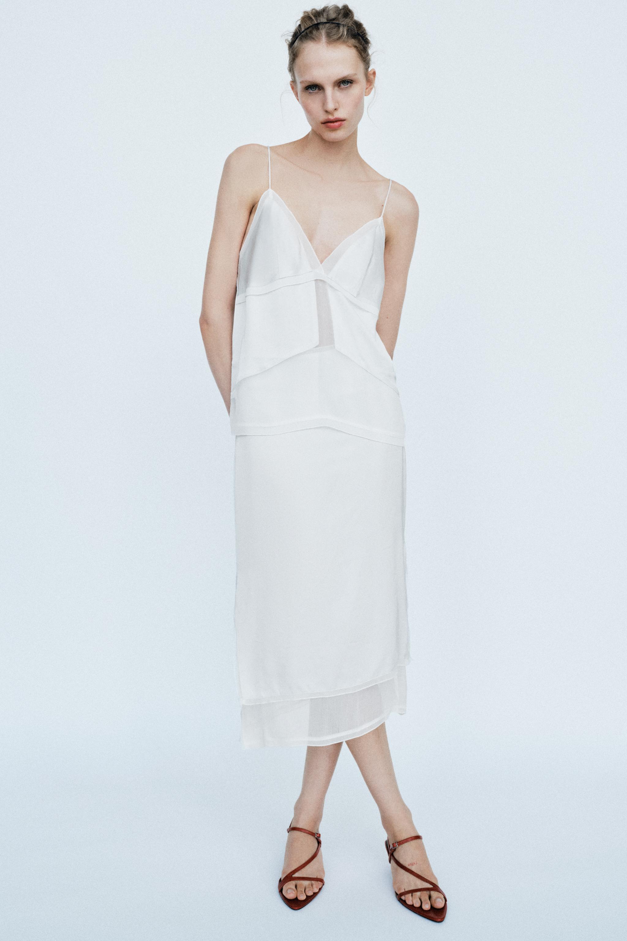 Топ из комбинации атласа — ZARA