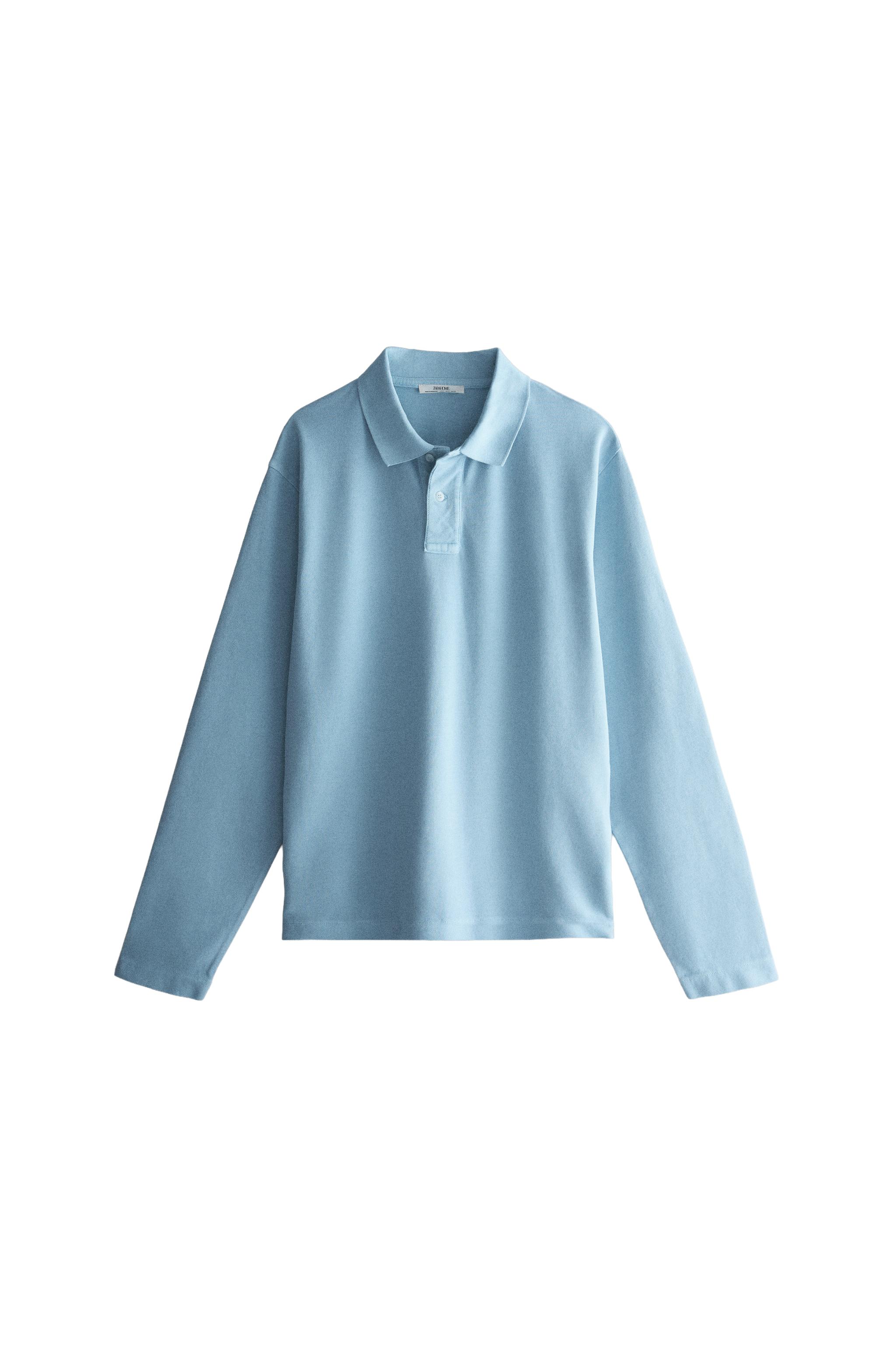 Рубашка поло с длинным рукавом из хлопка — ZARA