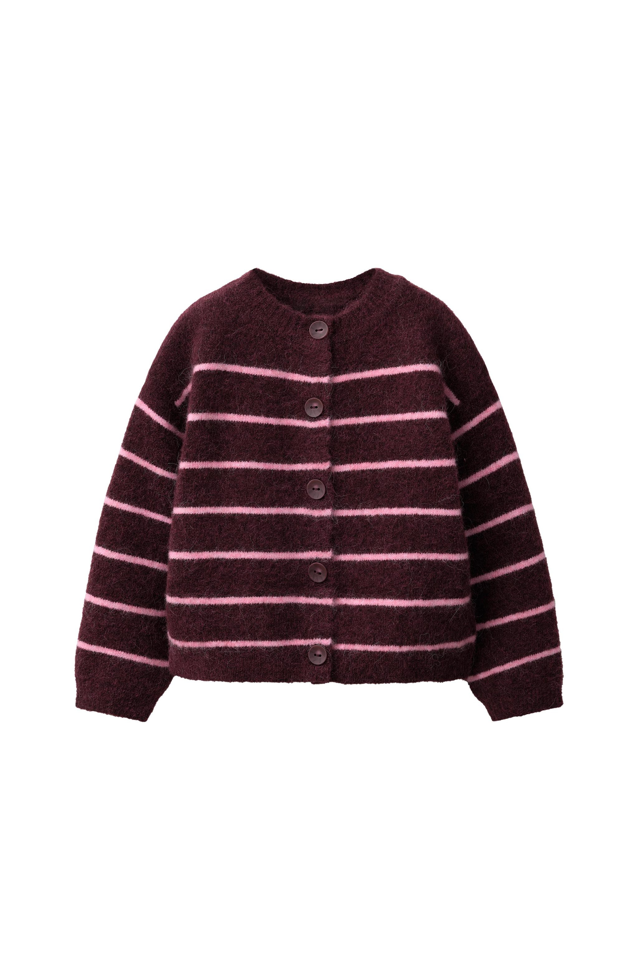 Вязаный кардиган в полоску из шерсти и альпаки — ZARA