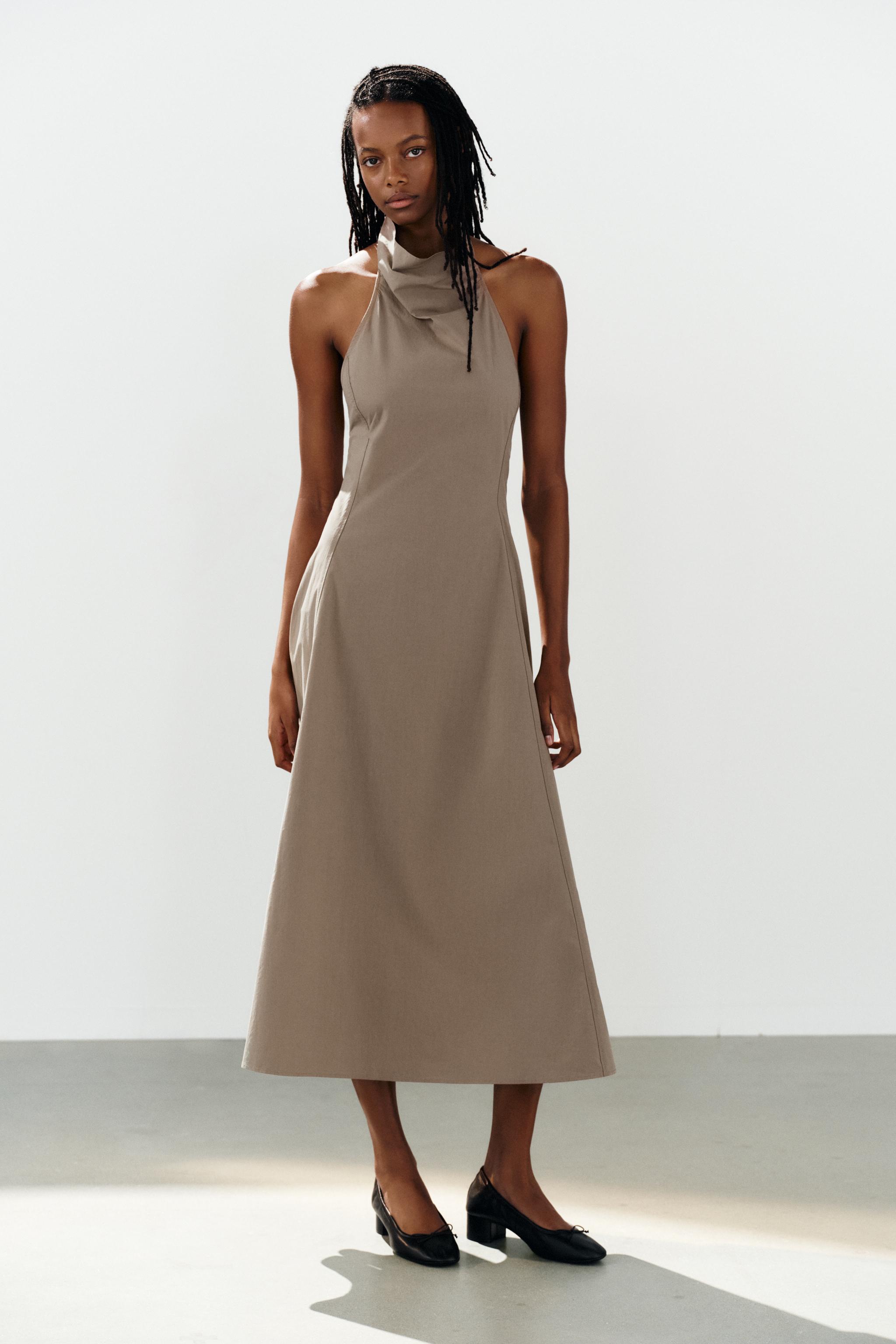ПЛАТЬЕ МИДИ С ГОРЛОВИНОЙ ХАЛТЕР И ПРЯЖКОЙ — ZARA