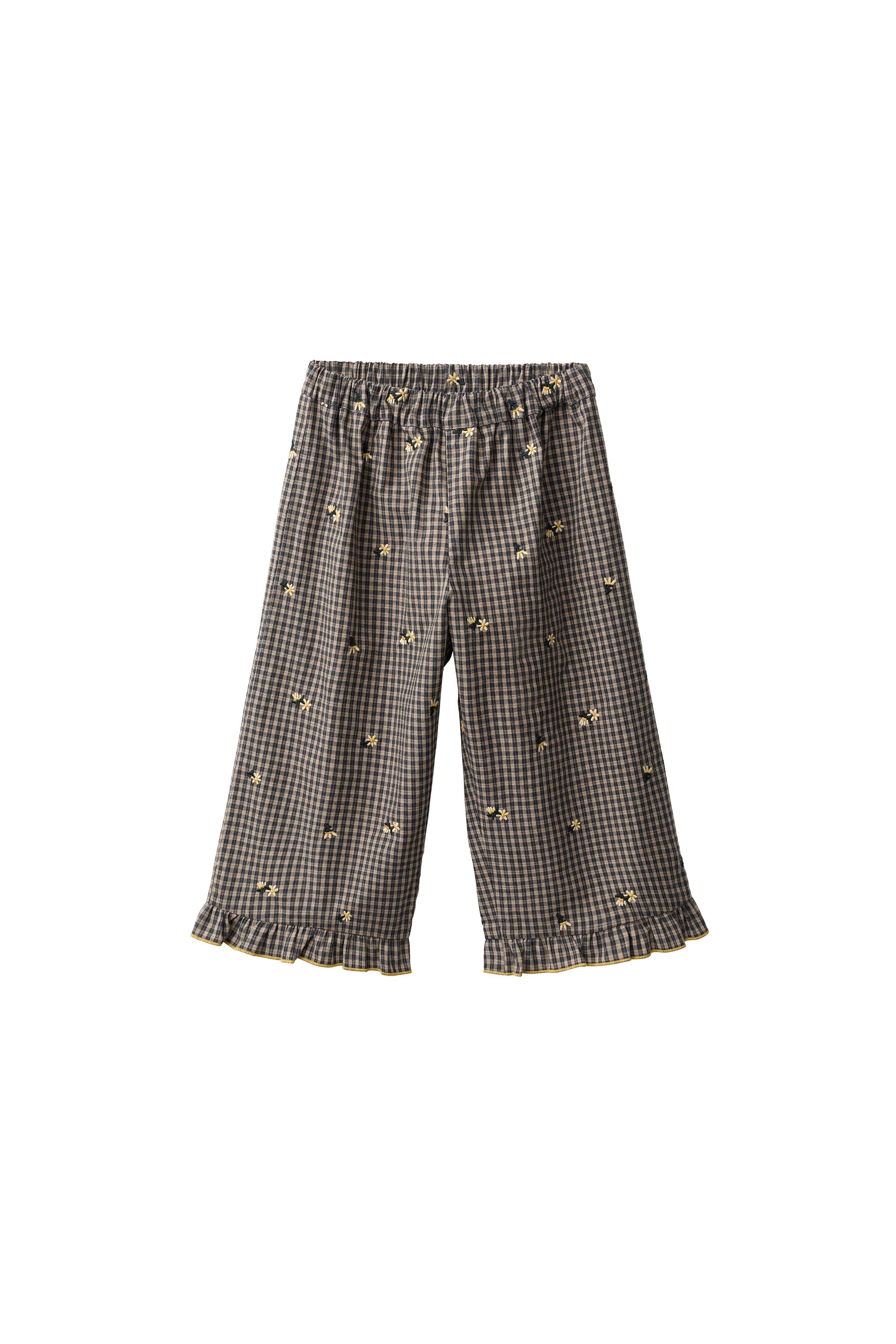 Кюлоты в мелкую клетку с цветочной вышивкой — ZARA