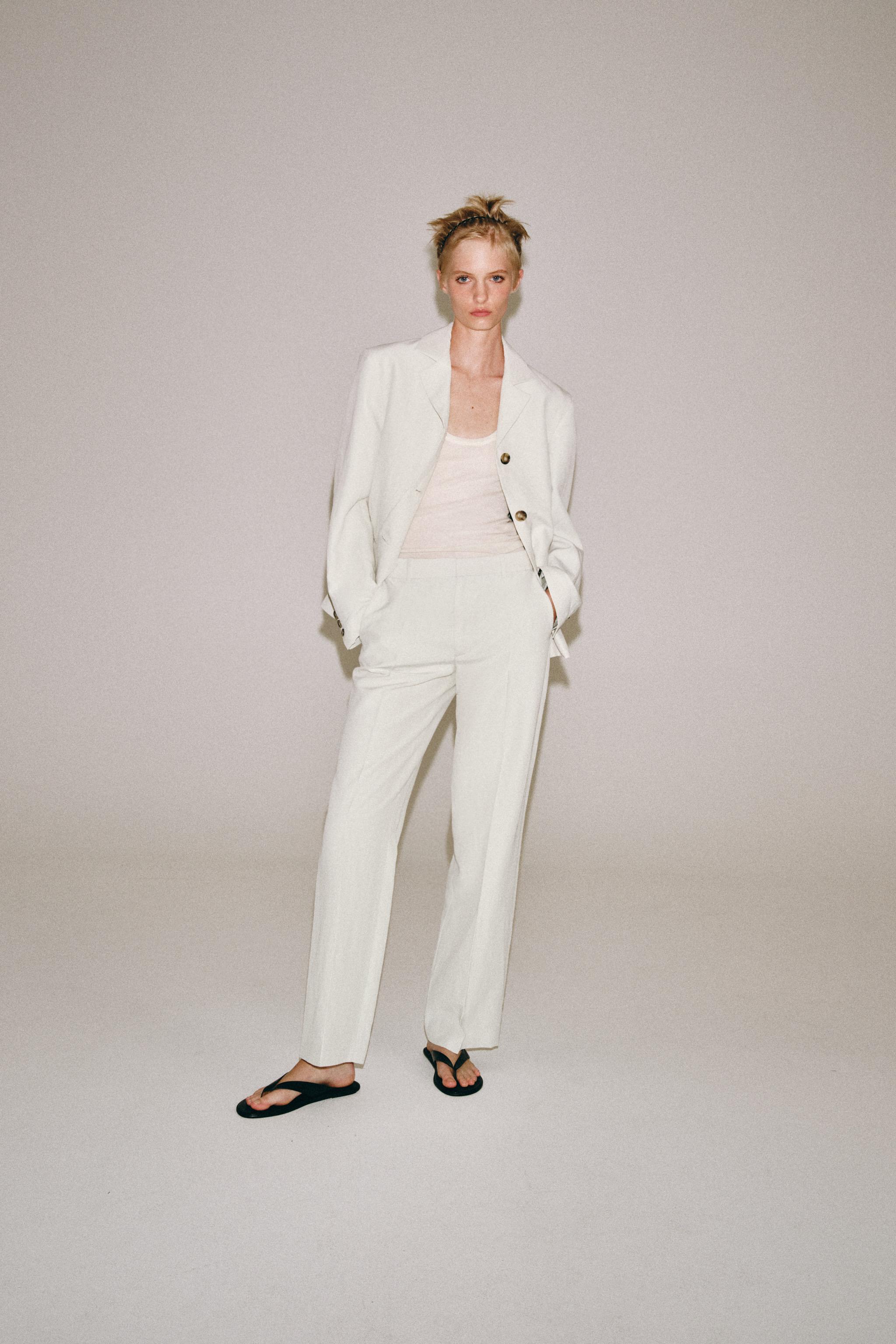 Брюки ZW COLLECTION из смесового льна — ZARA