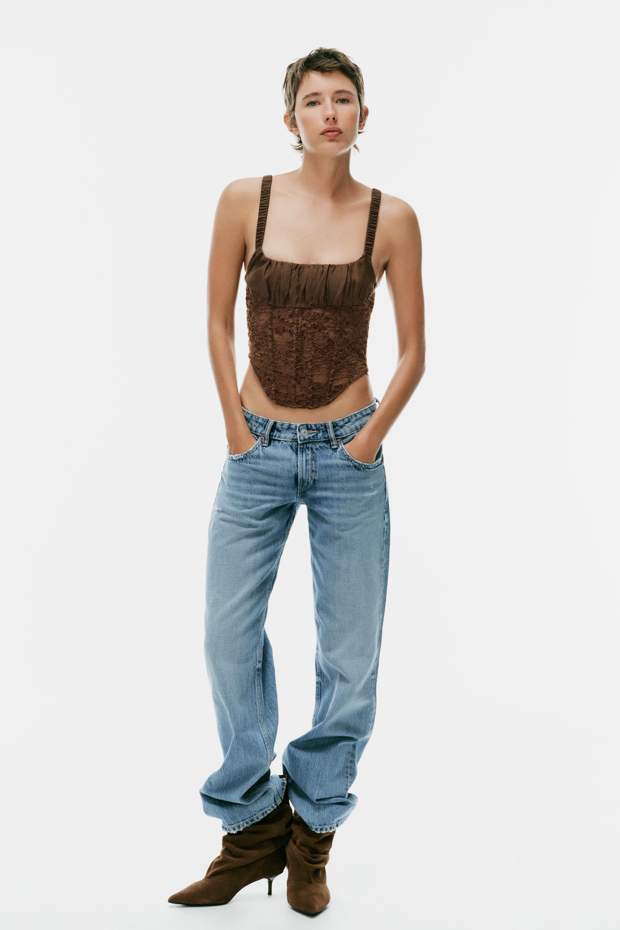 Топ с кружевной отделкой — ZARA