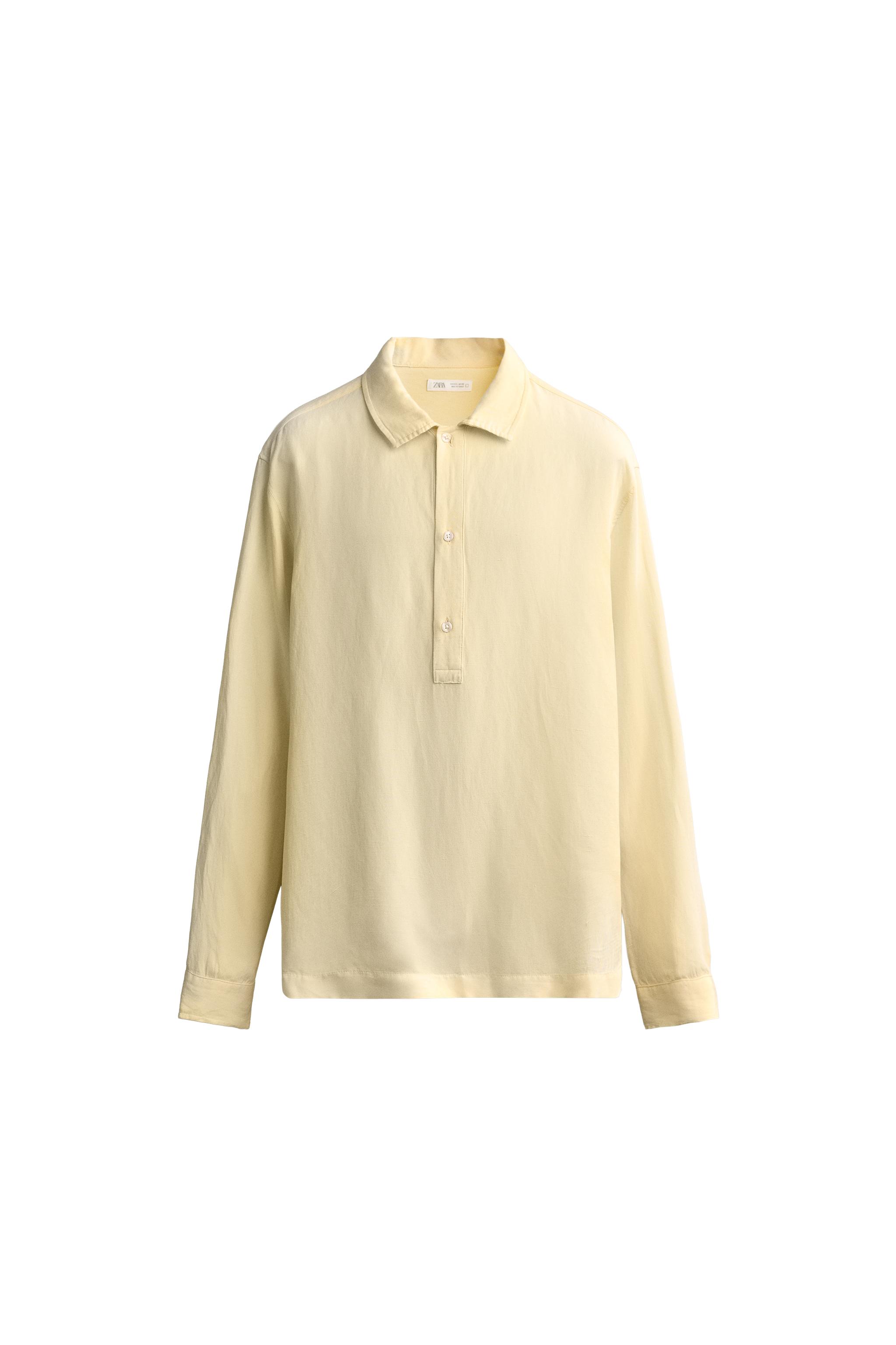 Рубашка поло классического кроя из вискозы и льна — ZARA