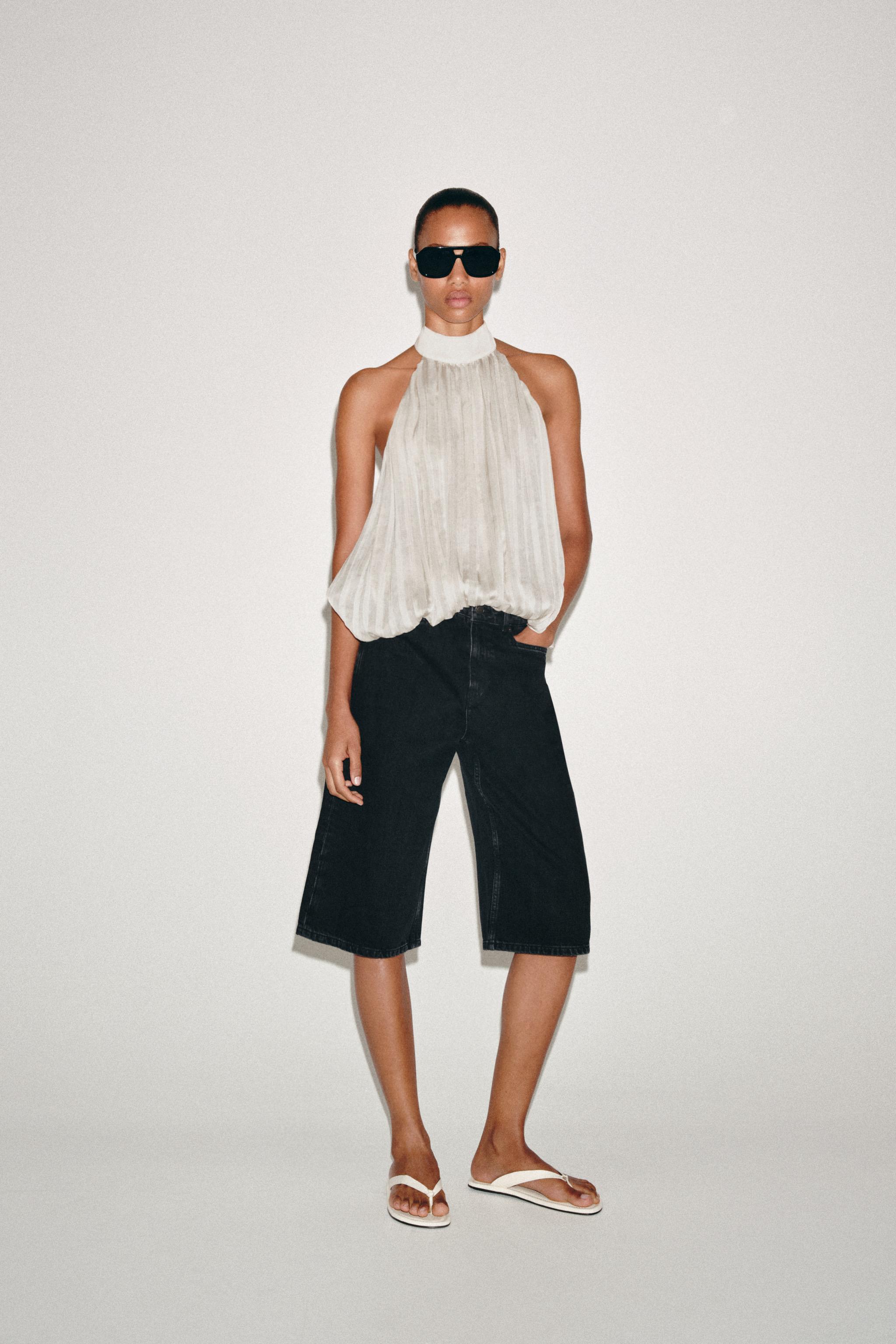 ZW COLLECTION топ-халтер в плиссировку — ZARA