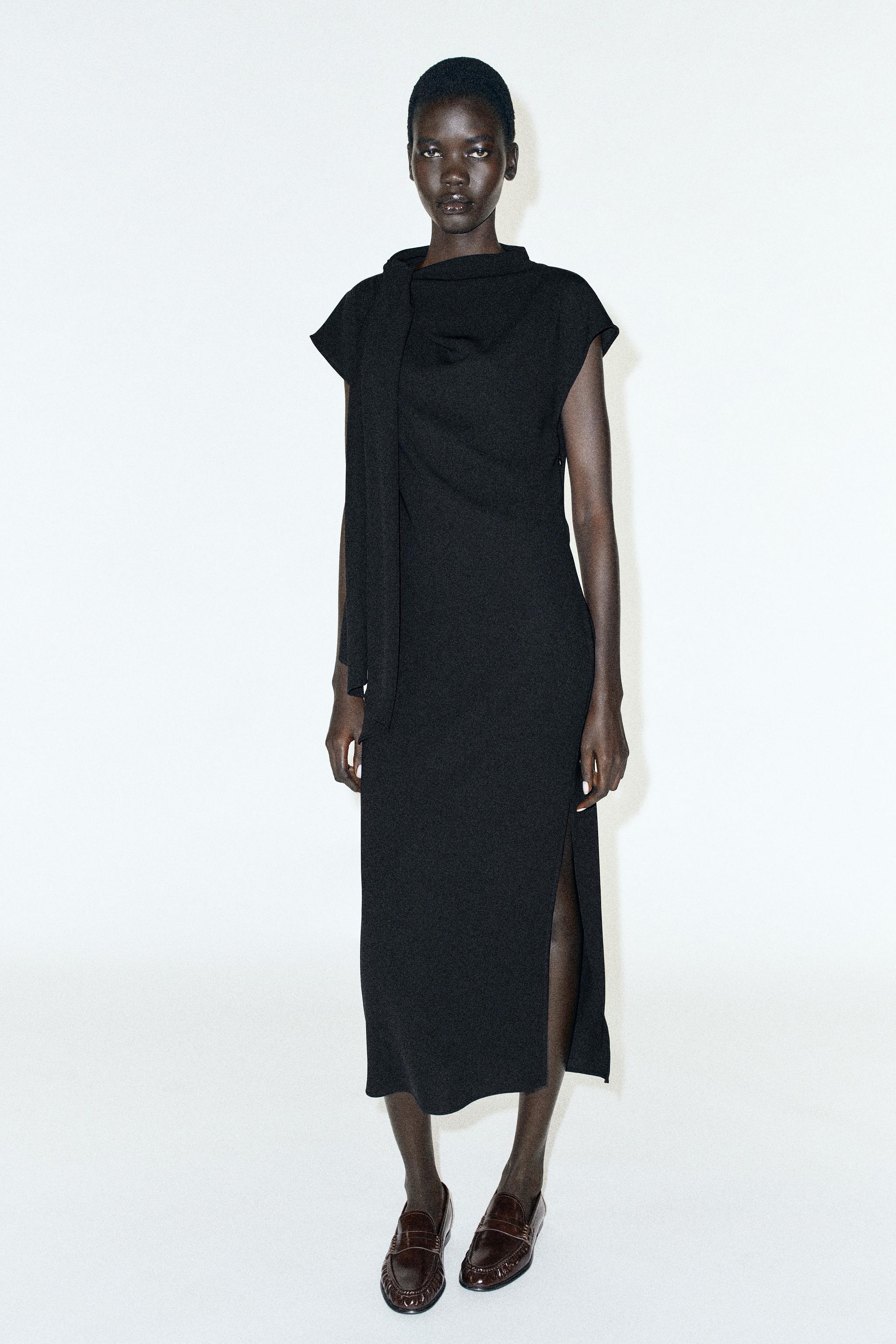 MIDI DRESS WITH SCARF PRINT — ZARA