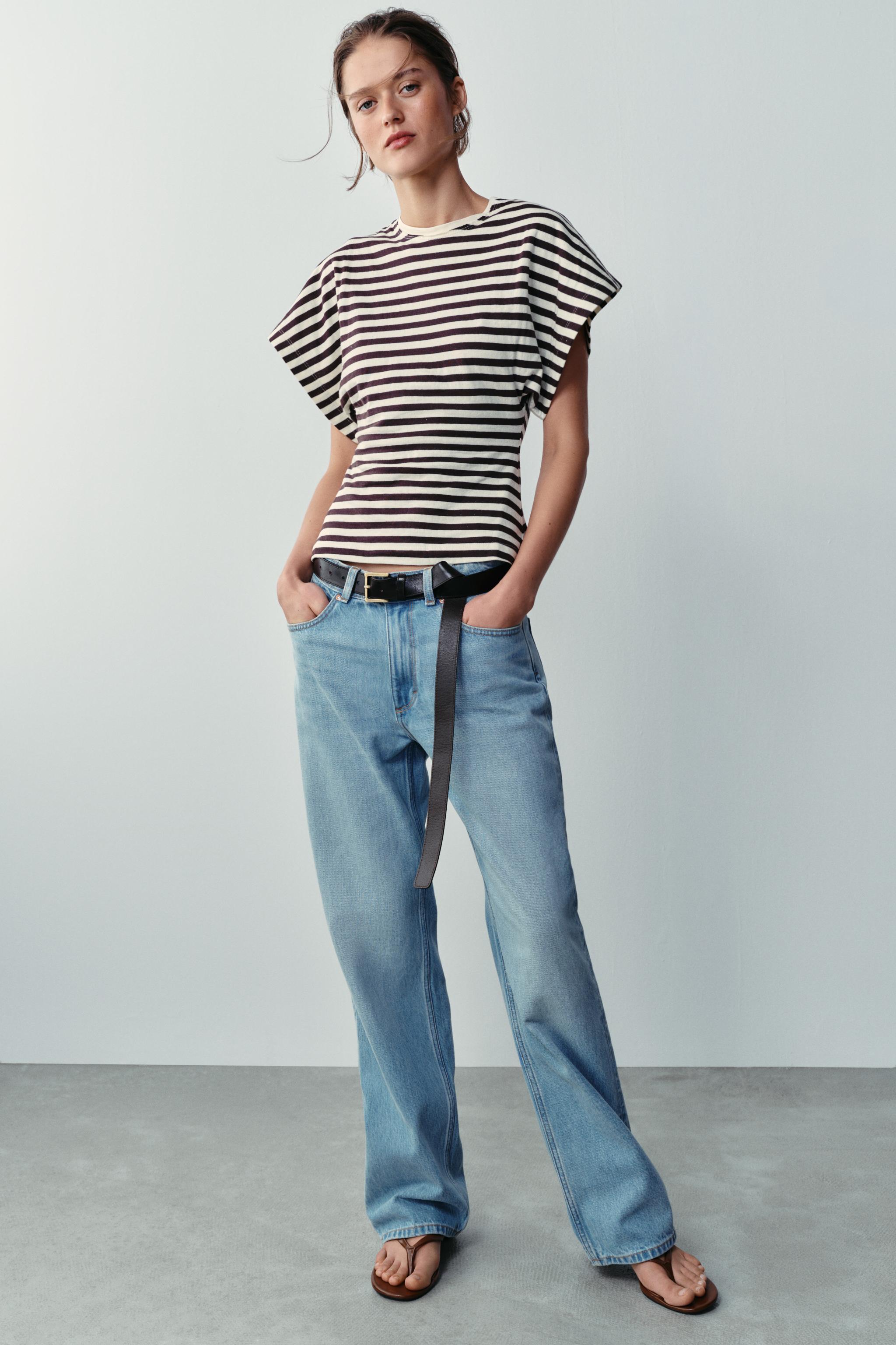 ФУТБОЛКА В ПОЛОСКУ С ШИРОКИМИ РУКАВАМИ — ZARA