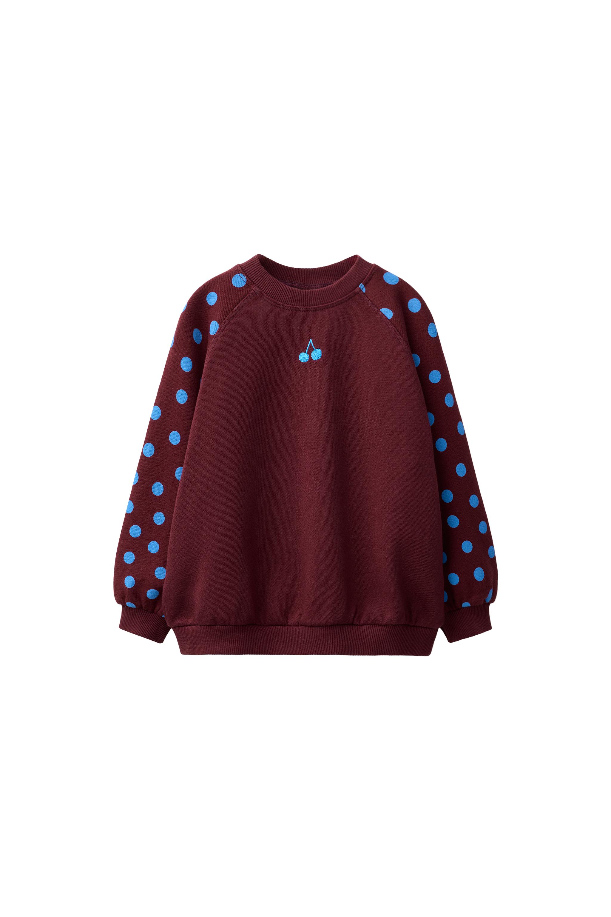 Свитшот в горошек с вышивкой вишни — ZARA