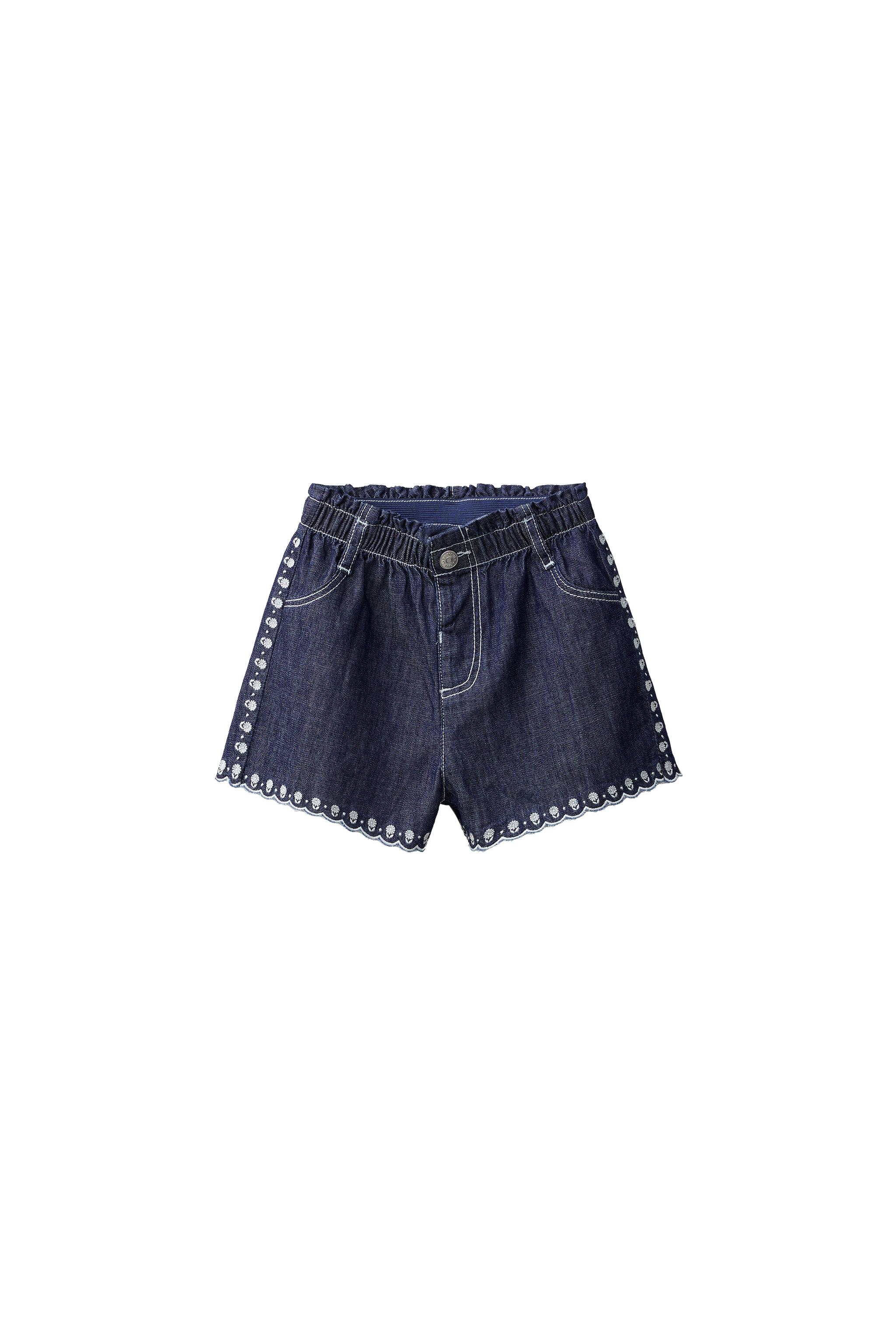 Бермуды из денима свободного кроя с цветочной вышивкой — ZARA