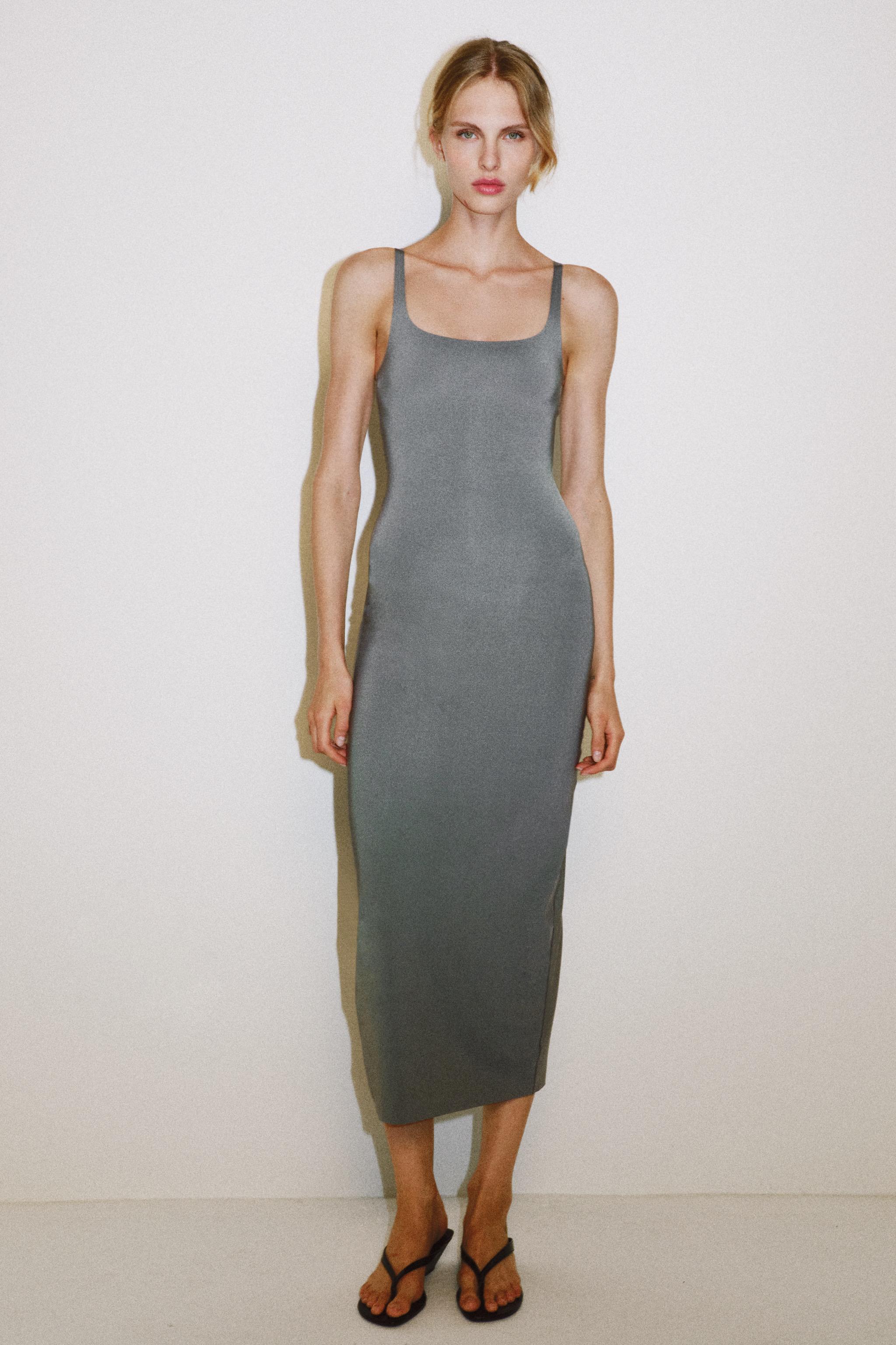 Платье миди, подчёркивающее силуэт — ZARA