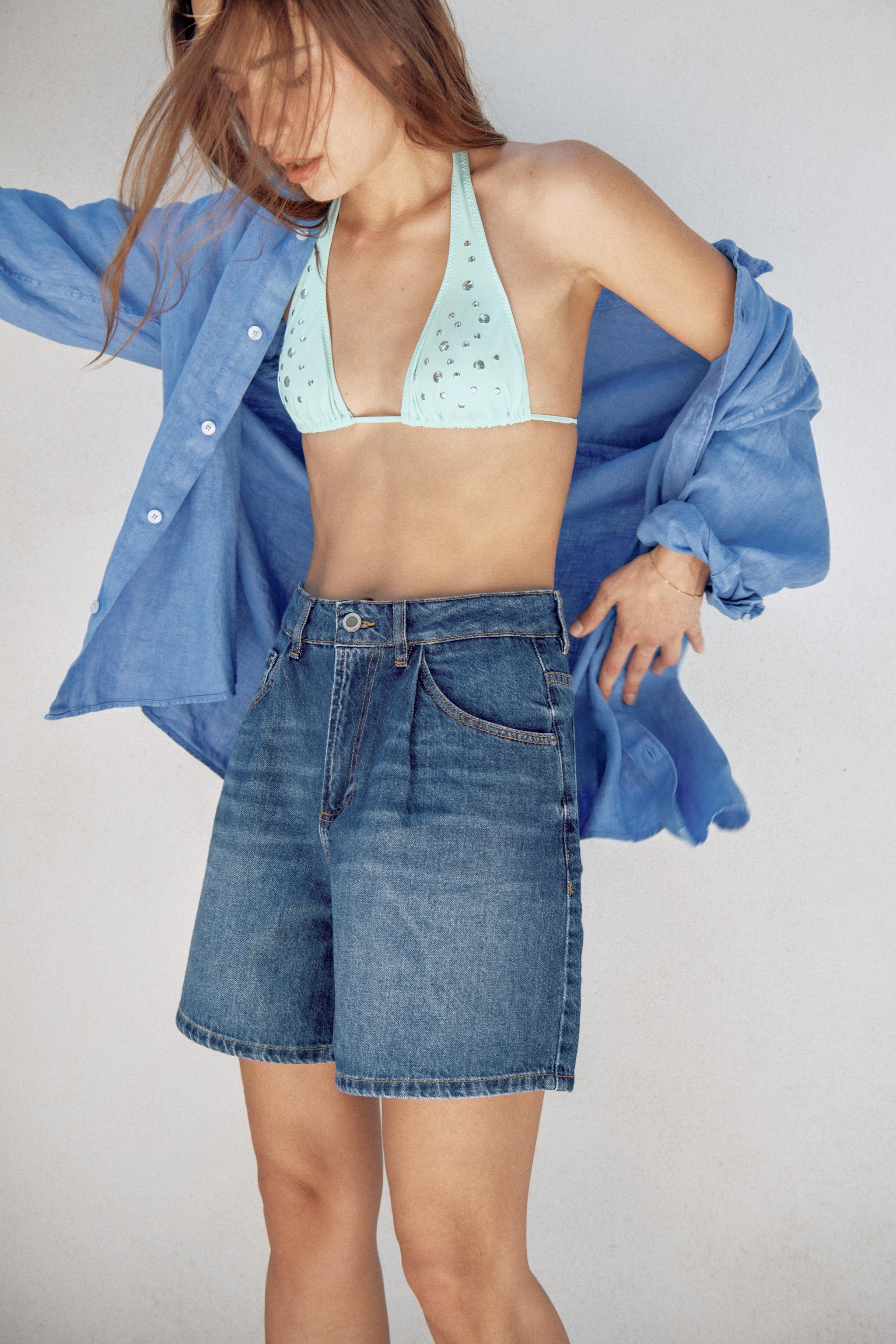 ZW COLLECTION джинсовые шорты с высокой посадкой — ZARA