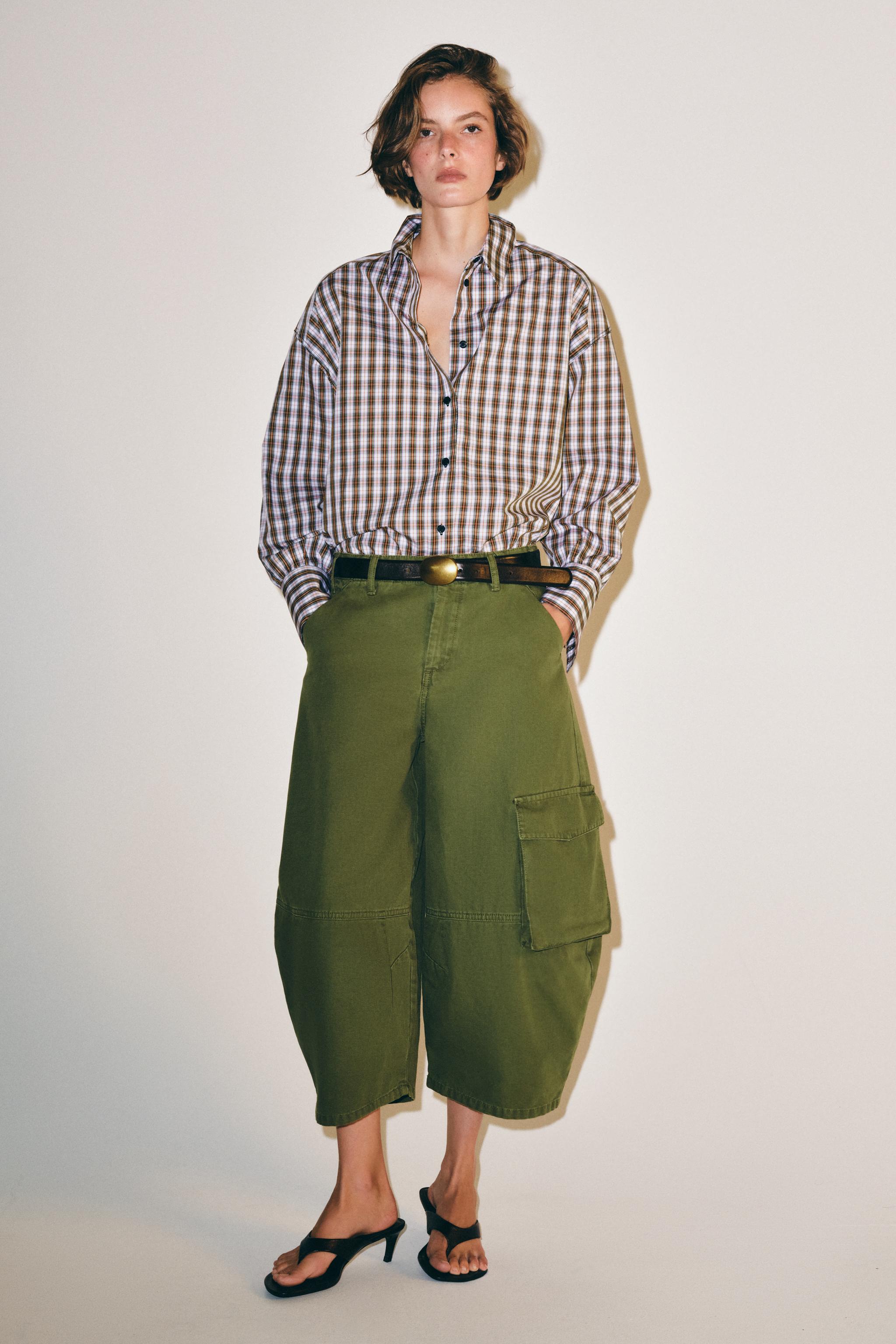 Рубашка оверсайз в клетку из линии ZW COLLECTION — ZARA