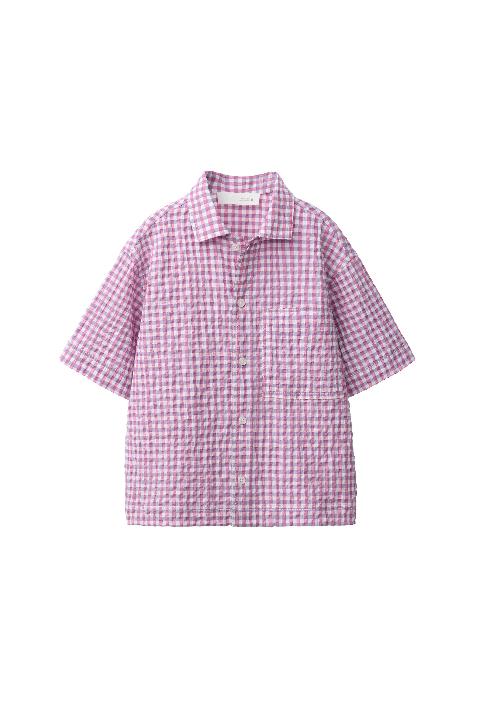 РУБАШКА В КЛЕТКУ С ЭФФЕКТОМ ПОМЯТОСТИ — ZARA