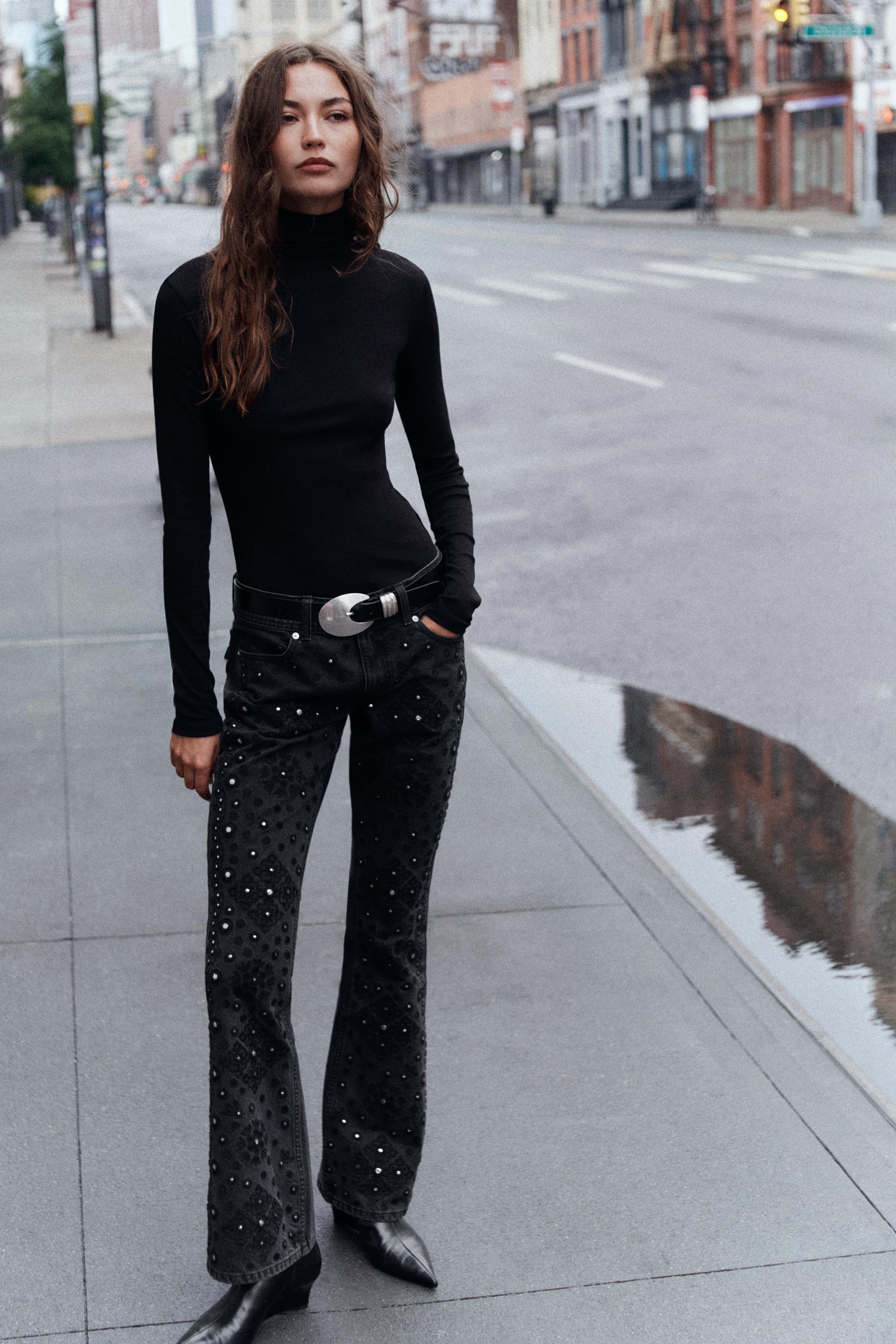 ДЖИНСЫ Z1975 BOOTCUT С НИЗКОЙ ПОСАДКОЙ И БИСЕРОМ — ZARA