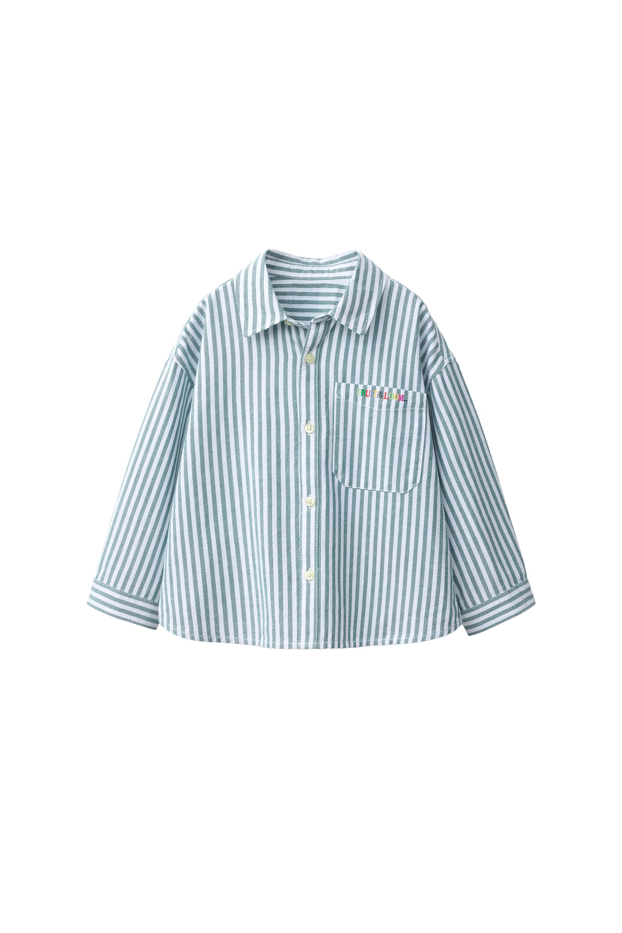 Рубашка в полоску с вышивкой FRUIT OF THE LOOM™ — ZARA