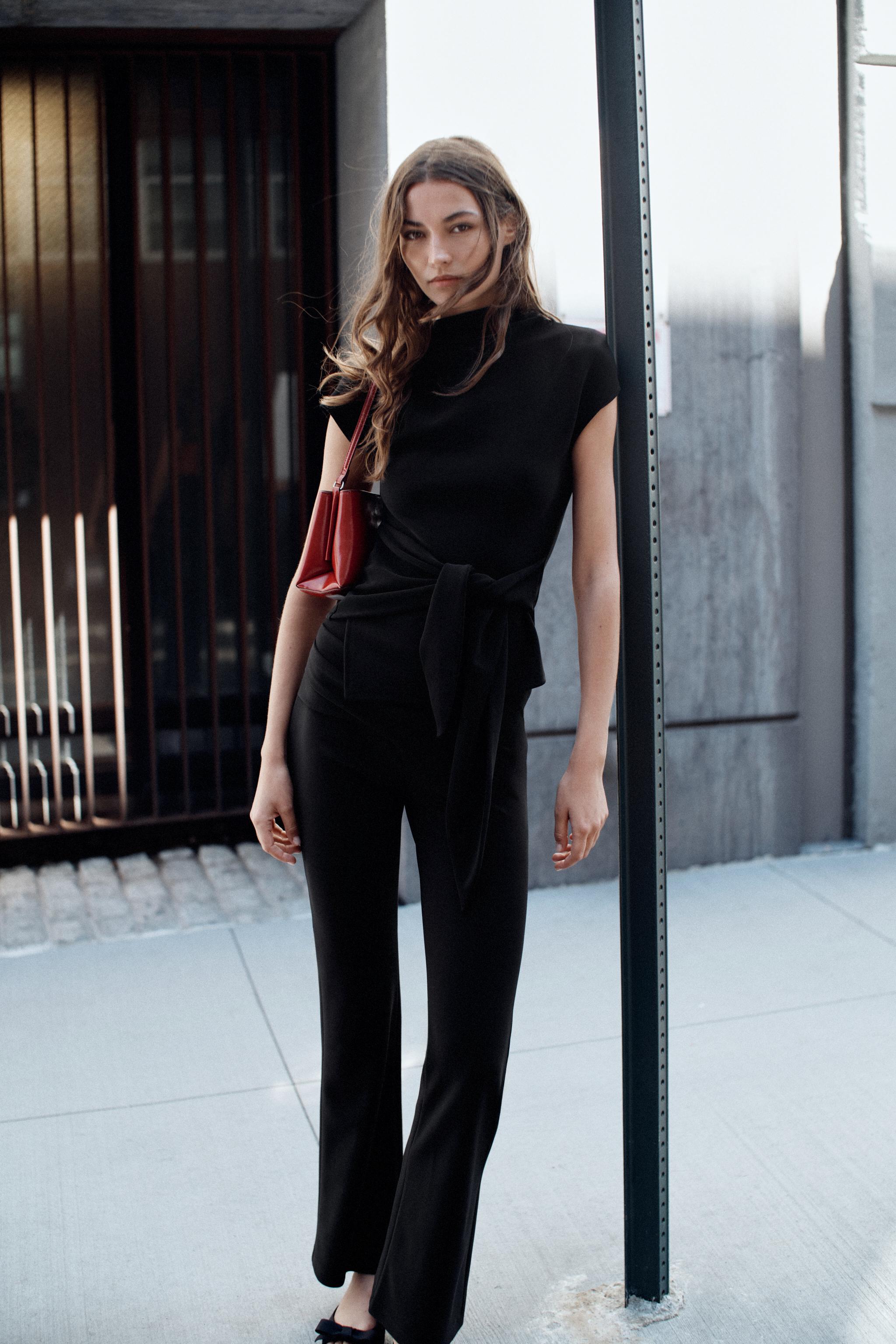 Брюки расклёшенного кроя с завязками — ZARA