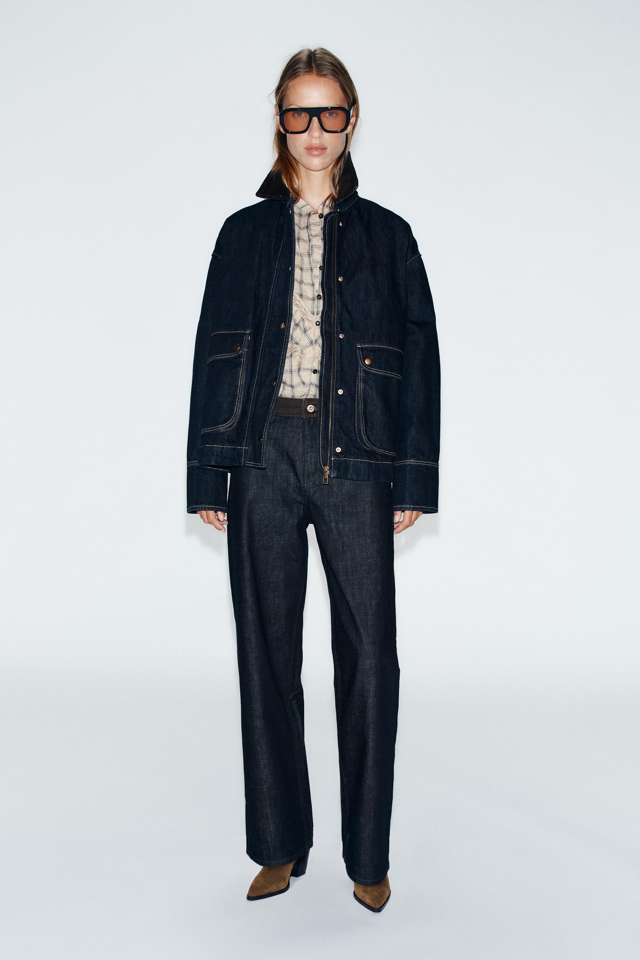 Z1975 джинсовая куртка с воротником из вельвета — ZARA