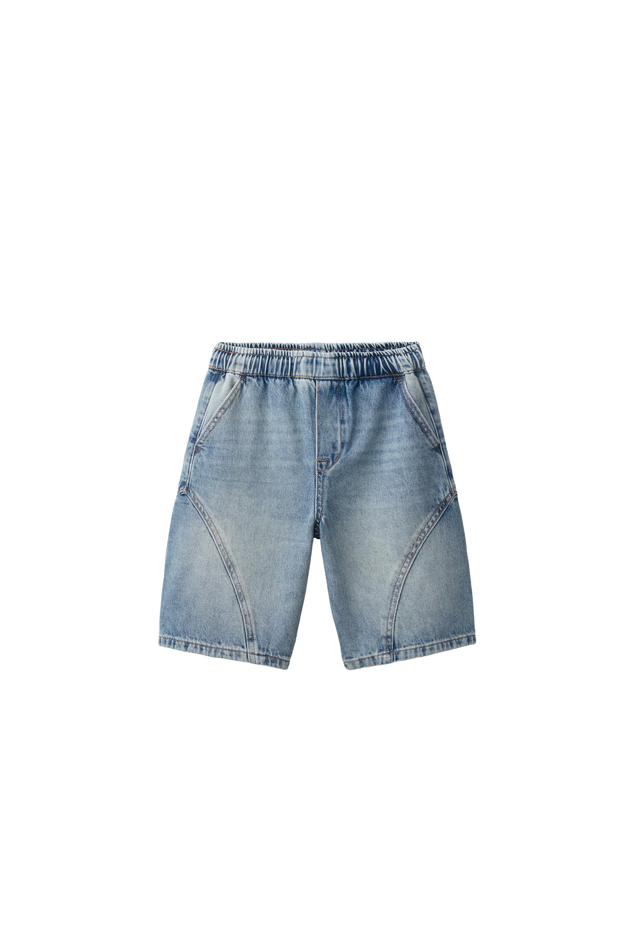 Бермуды силуэта "бочонок" из денима — ZARA