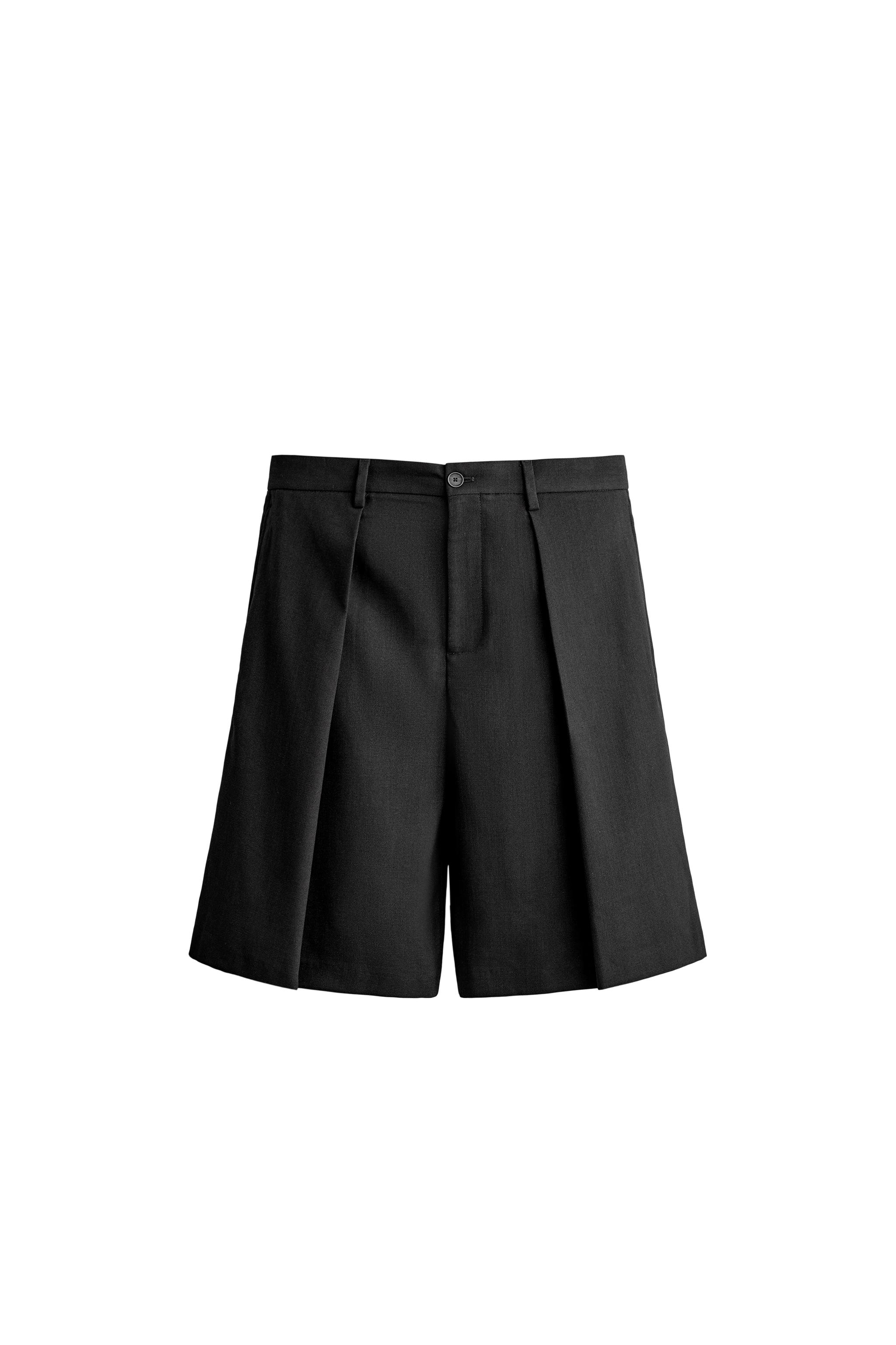 Бермуды в складку с широкими штанинами — ZARA