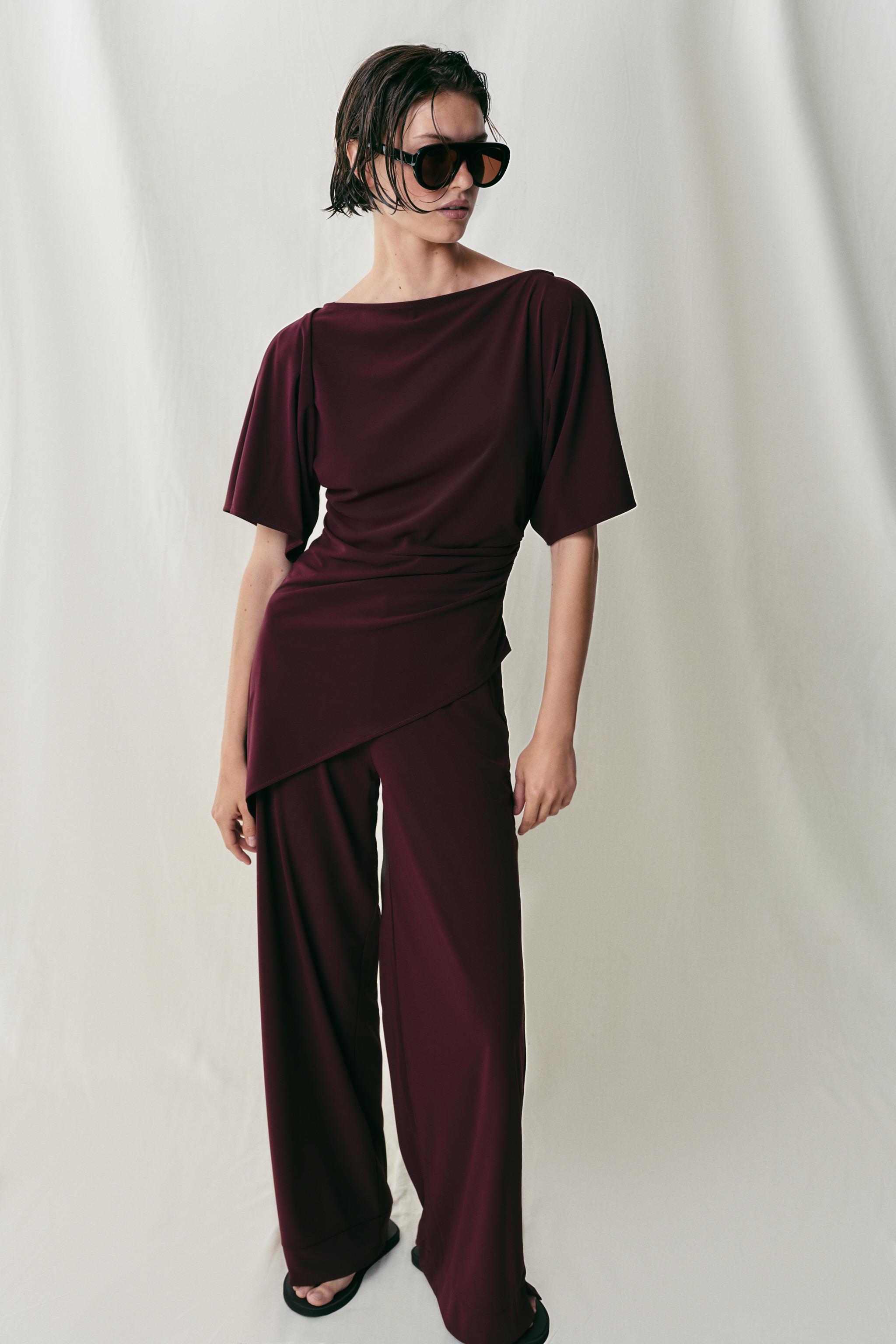 Топ из крепа с драпировкой — ZARA
