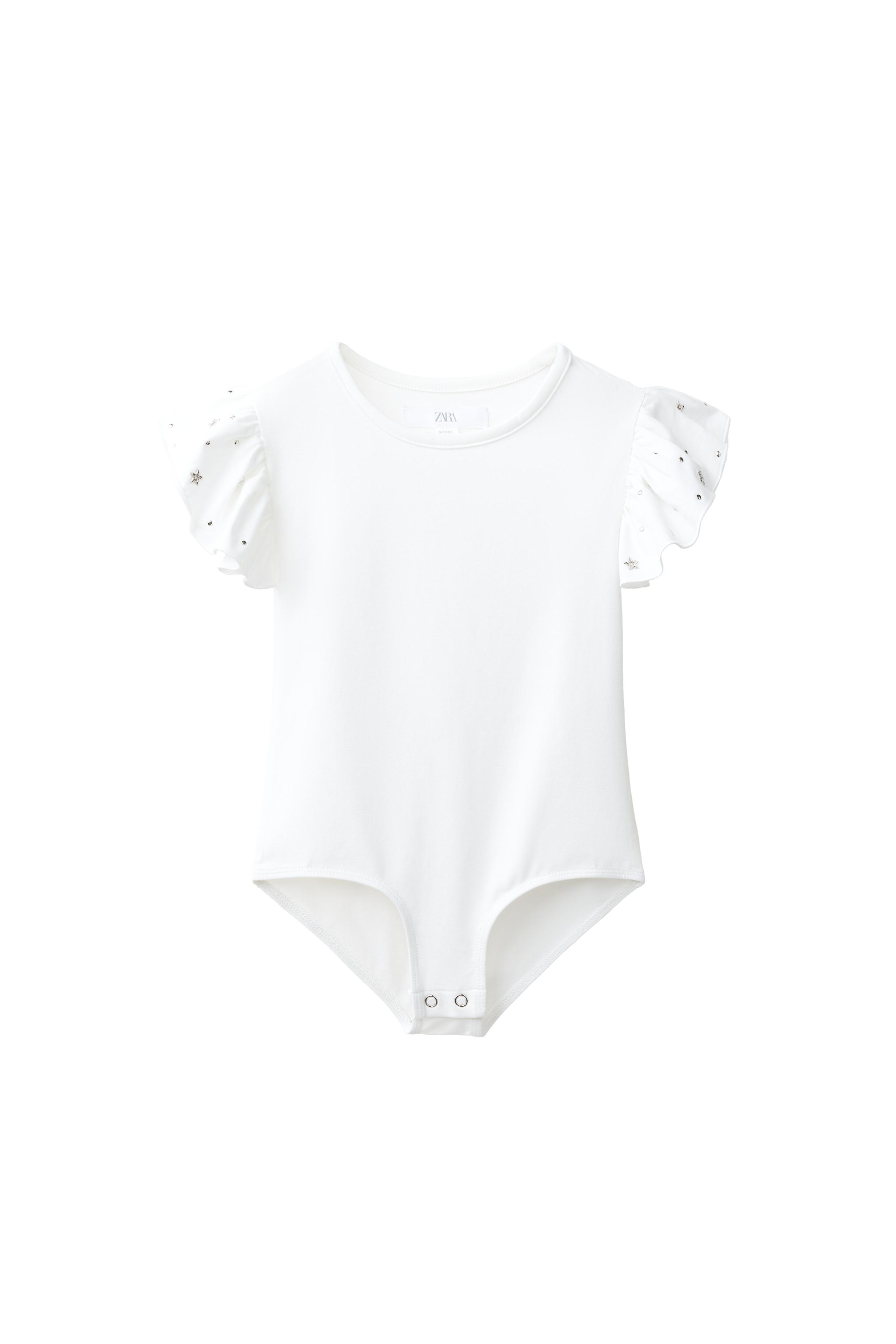 Боди с рукавами-воланами и декоративными заклёпками — ZARA
