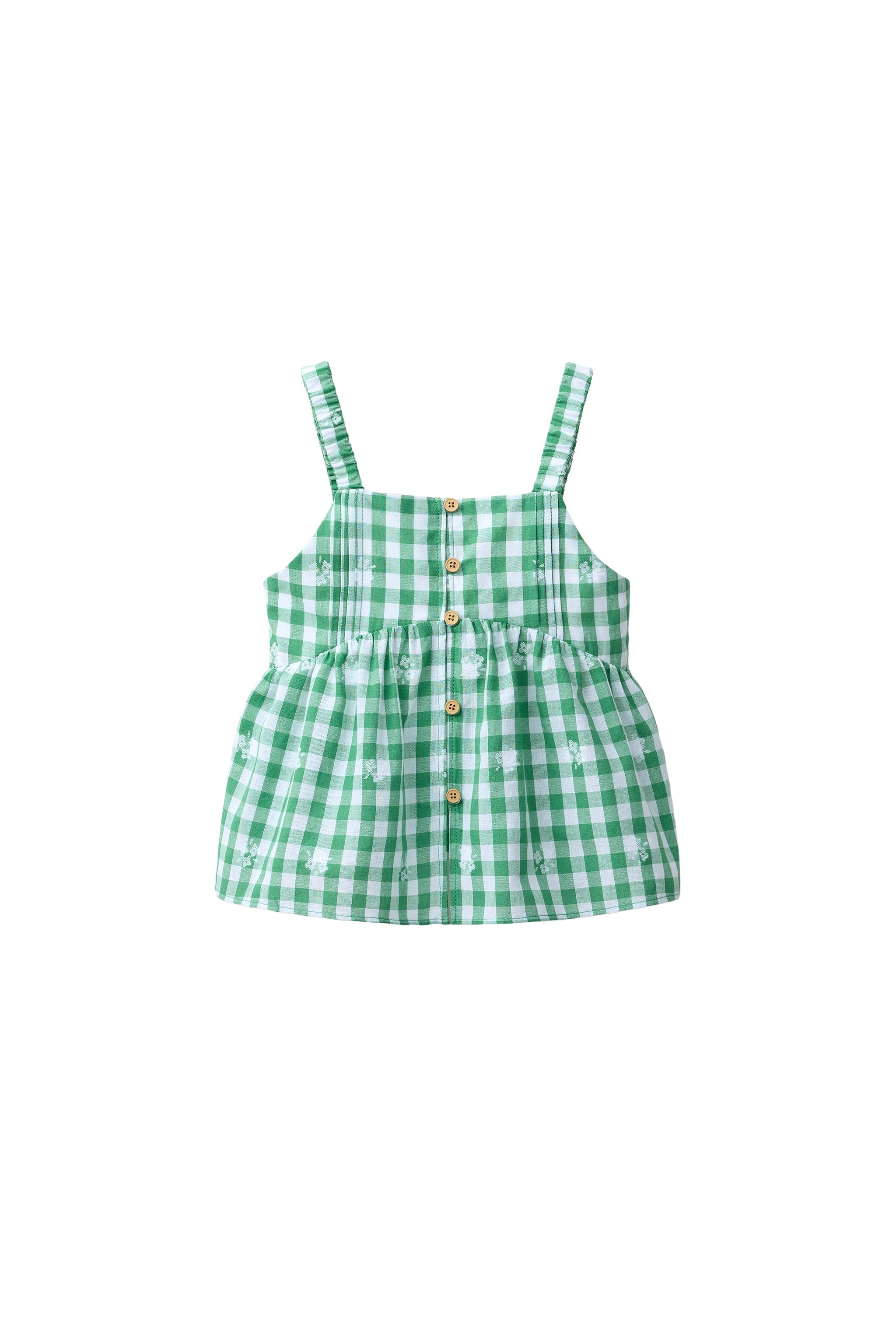 Топ в мелкую клетку с вышивкой — ZARA