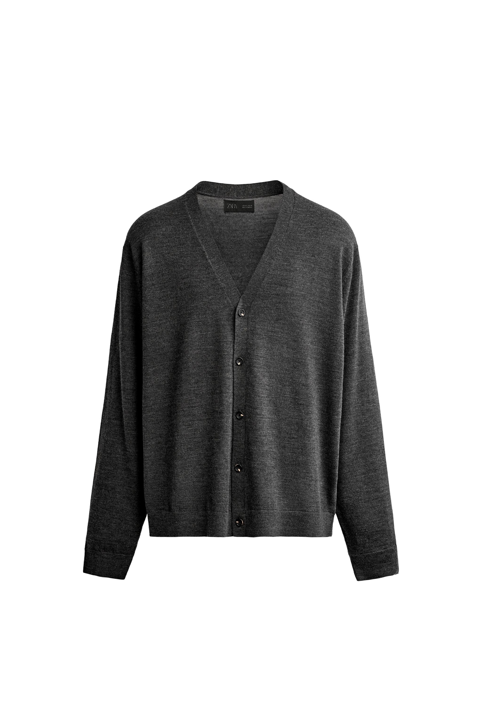 Кардиган классического кроя из 100% шерсти — ZARA