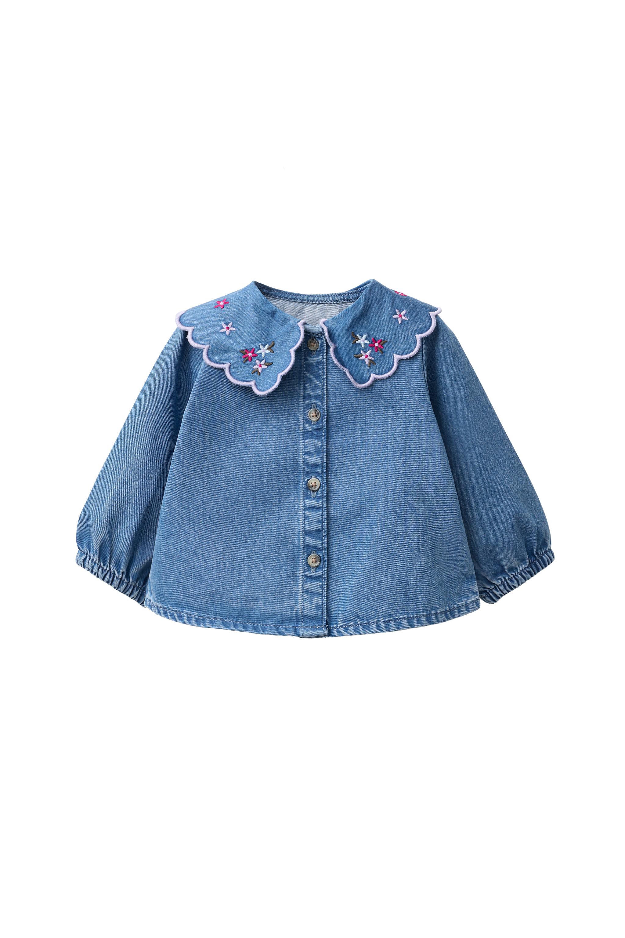 Джинсовая рубашка с вышивкой — ZARA