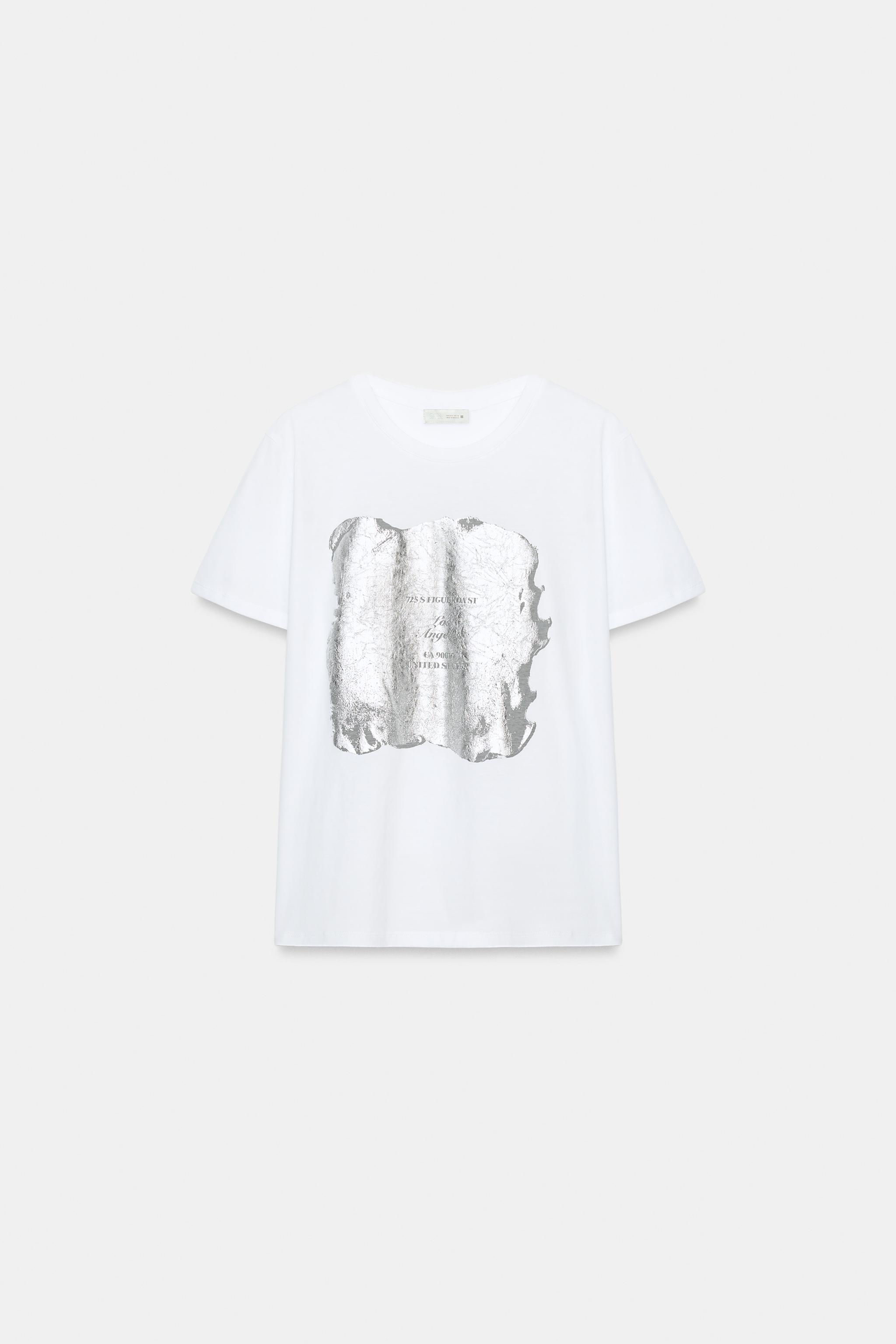 Футболка с коротким рукавом с металлическим эффектом — ZARA