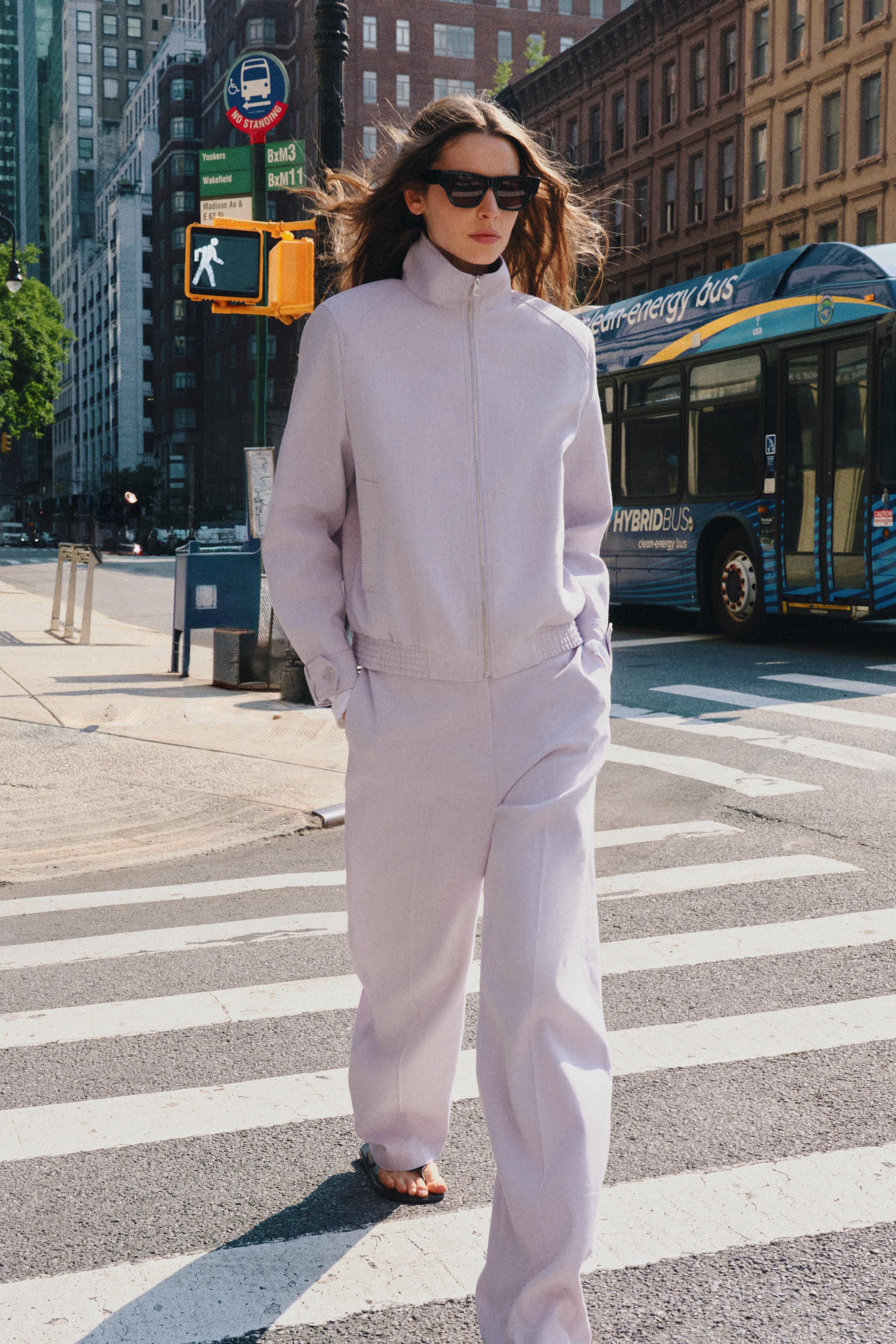 Бомбер ZW COLLECTION из смесового льна — ZARA