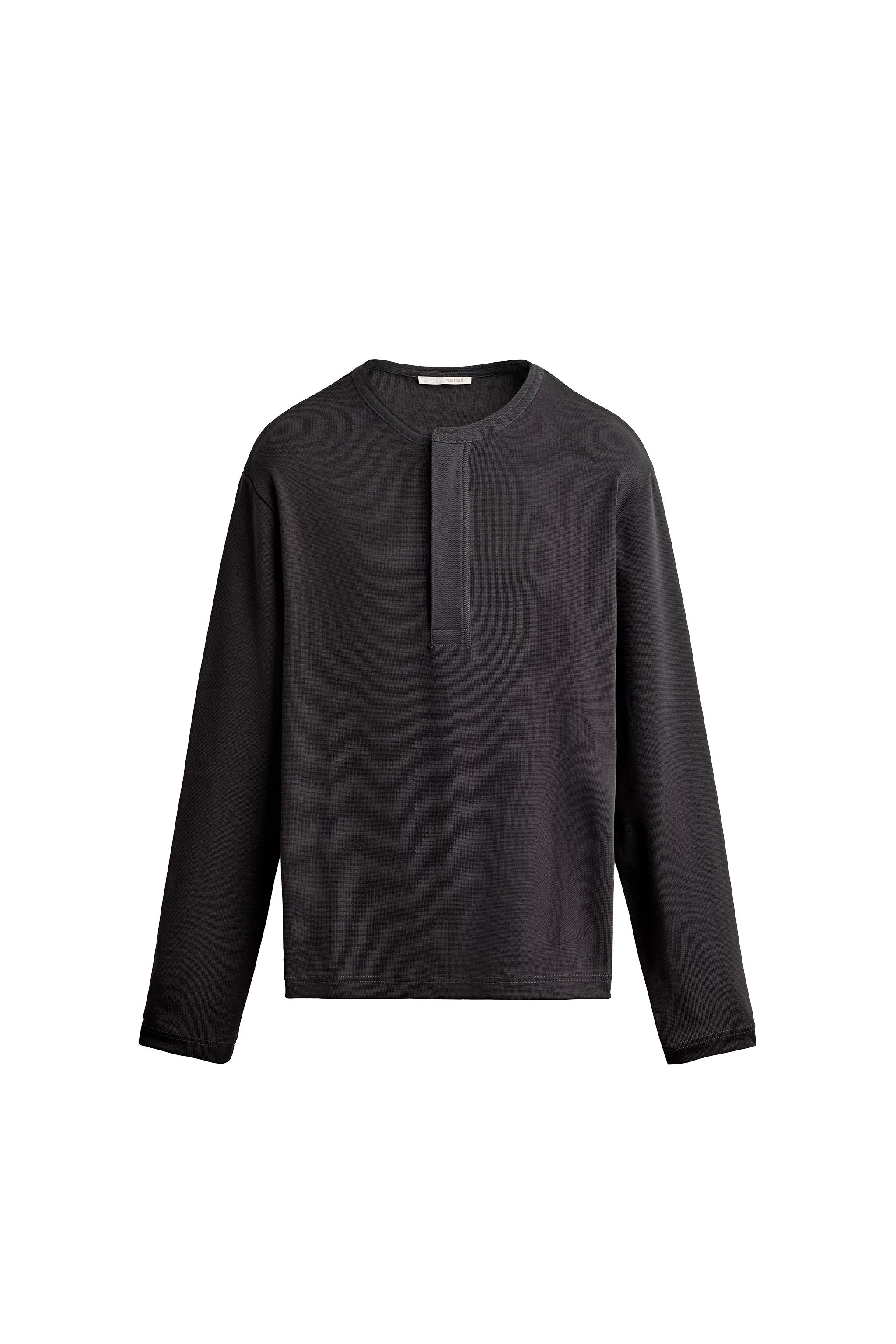 Футболка хенли в рубчик — ZARA