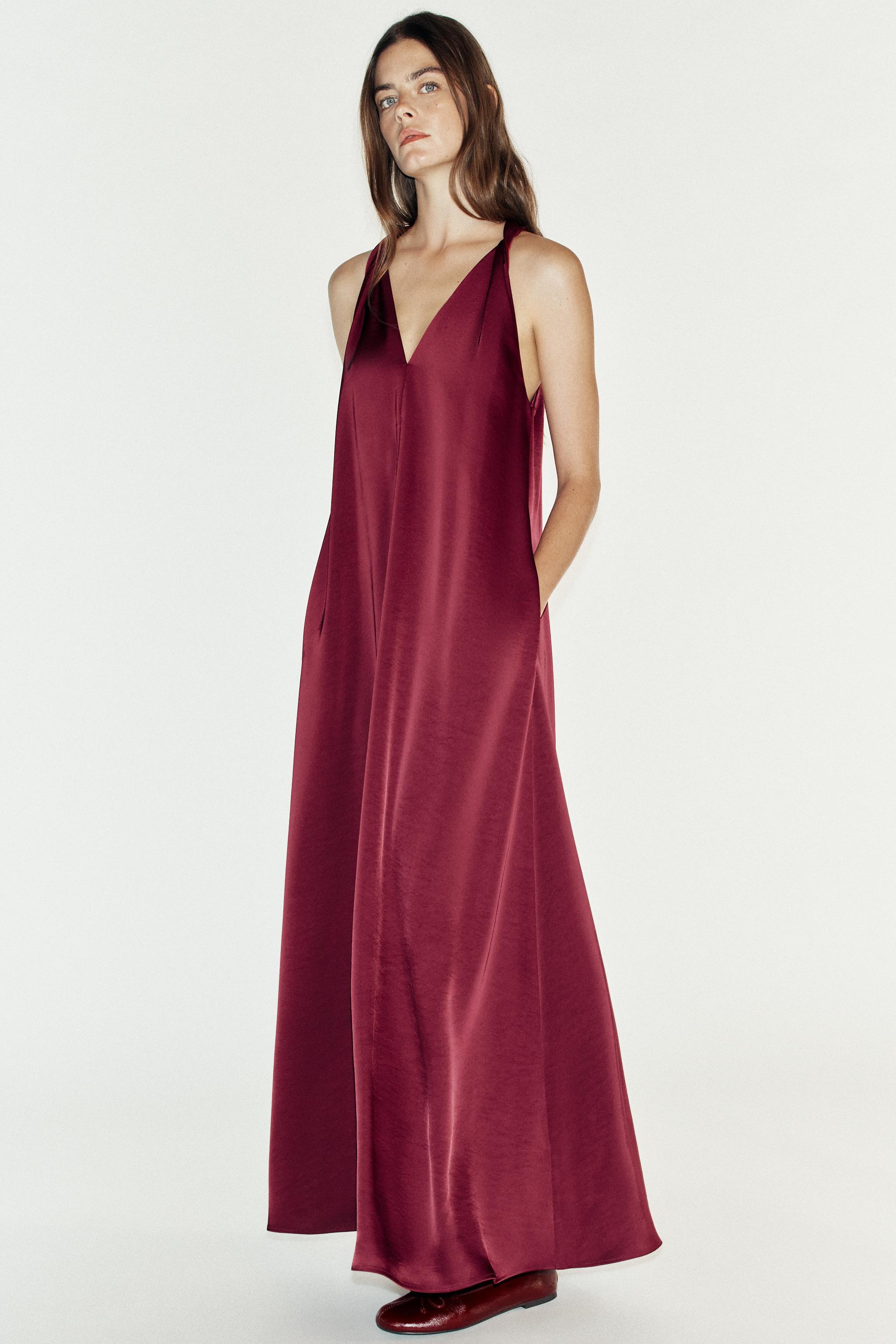 Платье из сатина полной длины — ZARA