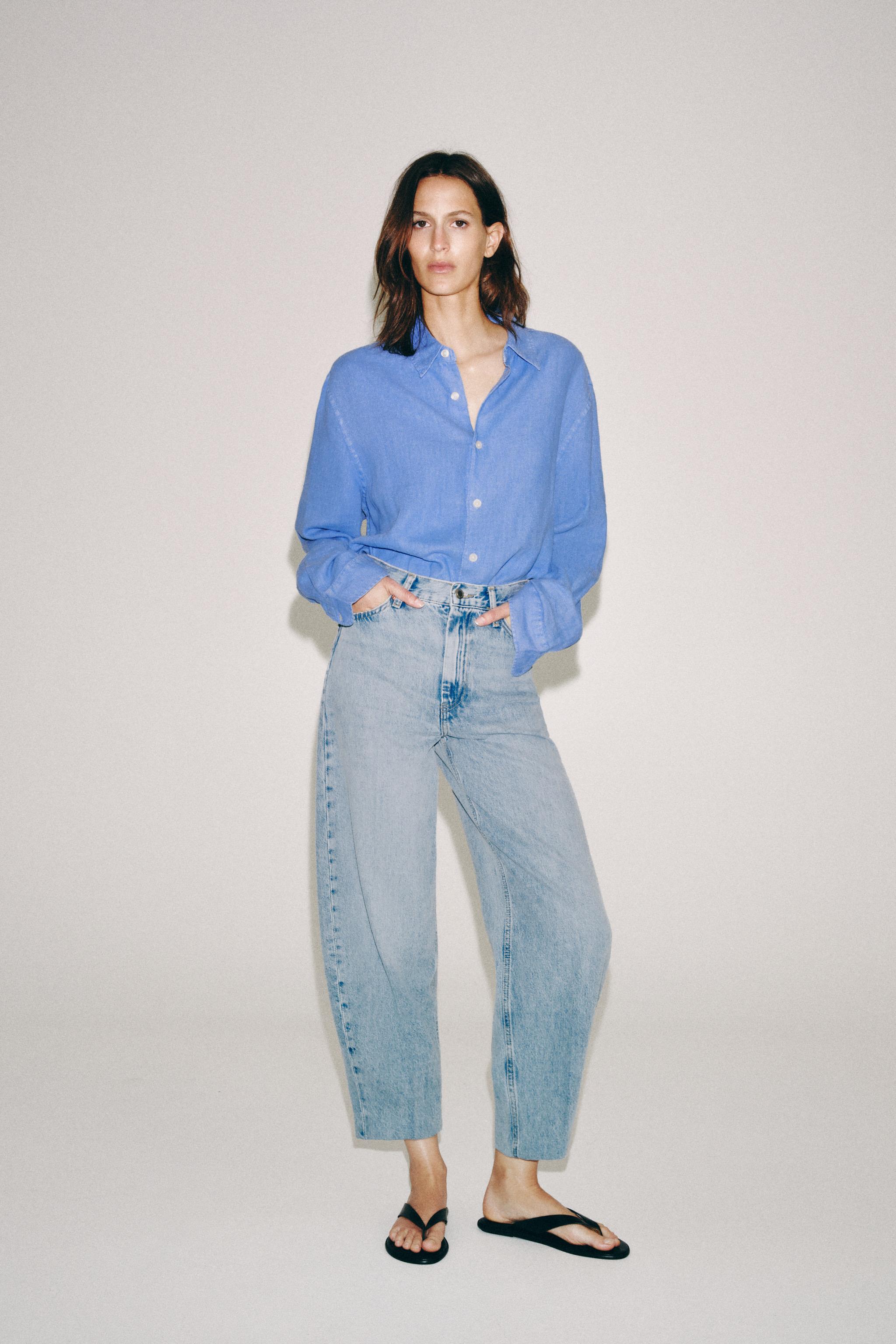 ЗАУЖЕННЫЕ ДЖИНСЫ С ВЫСОКОЙ ПОСАДКОЙ — ZW COLLECTION — ZARA
